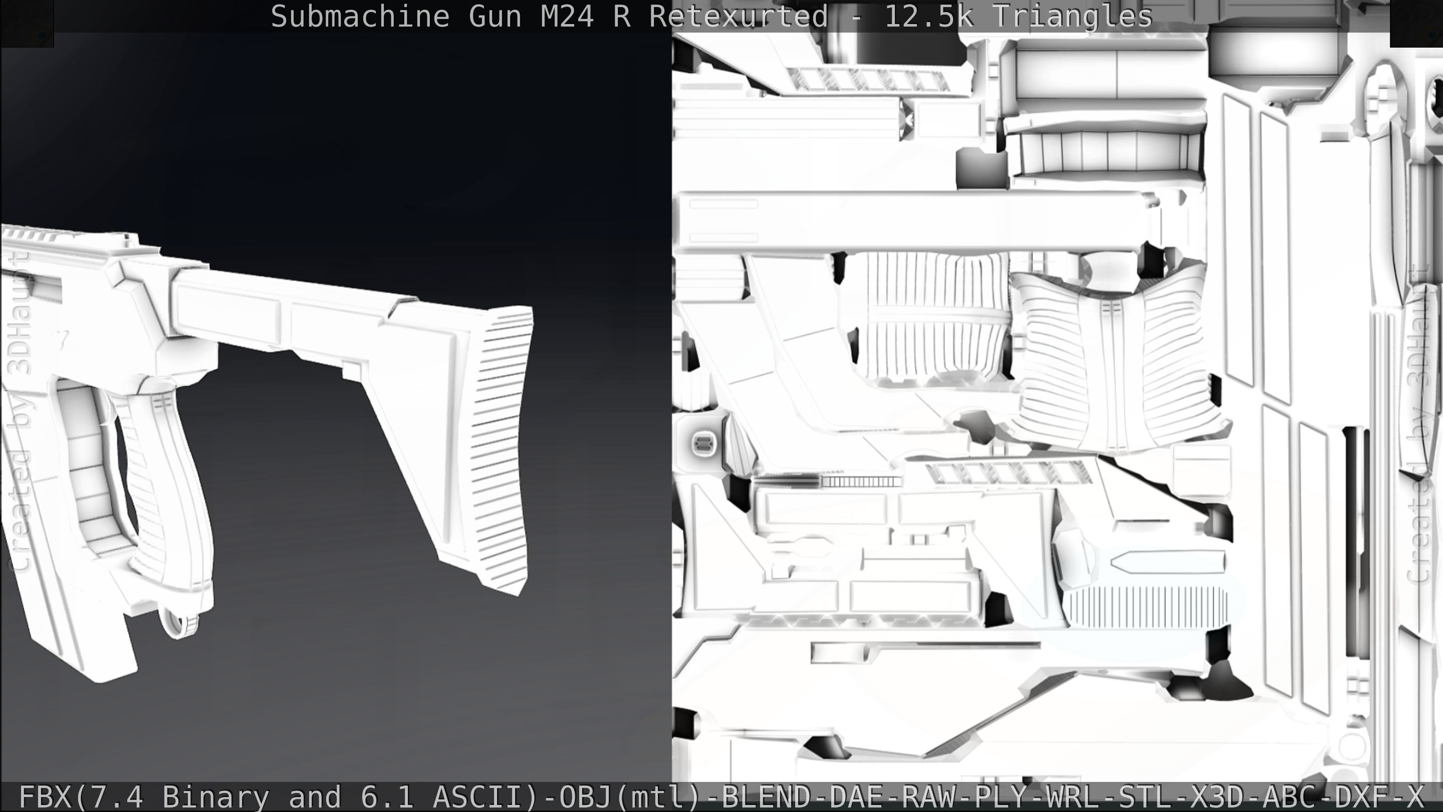 Submachine Gun M24 R Retexurted Low-poly 3D model_352