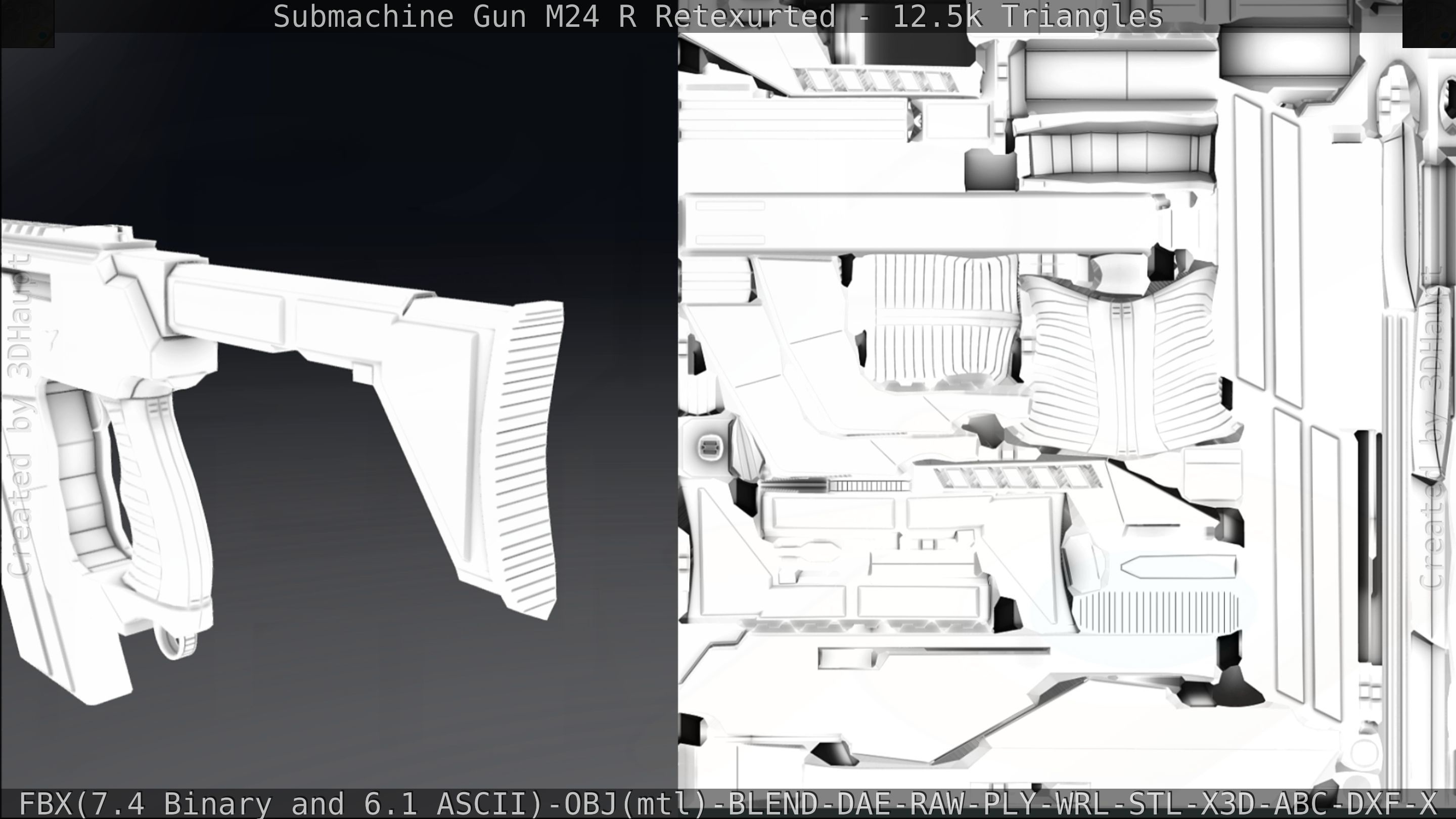 Submachine Gun M24 R Retexurted Low-poly 3D model_351