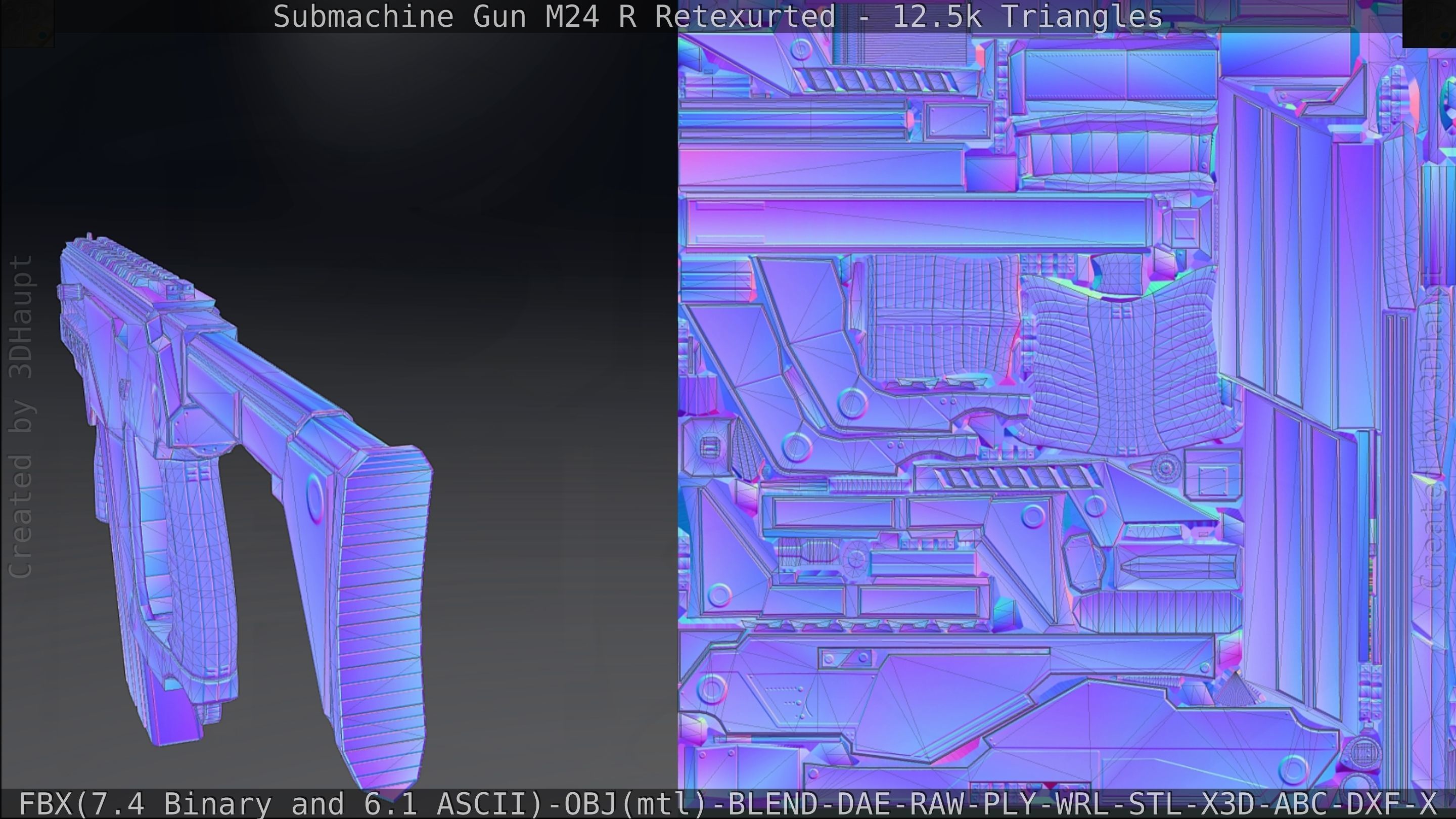 Submachine Gun M24 R Retexurted Low-poly 3D model_302