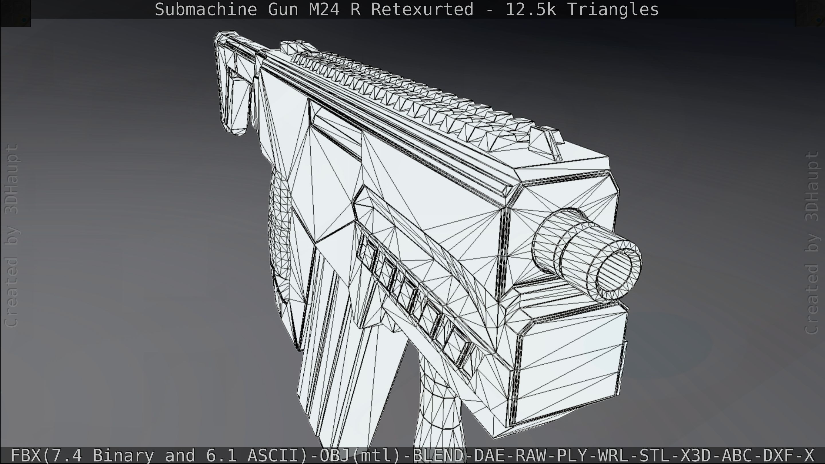 Submachine Gun M24 R Retexurted Low-poly 3D model_200