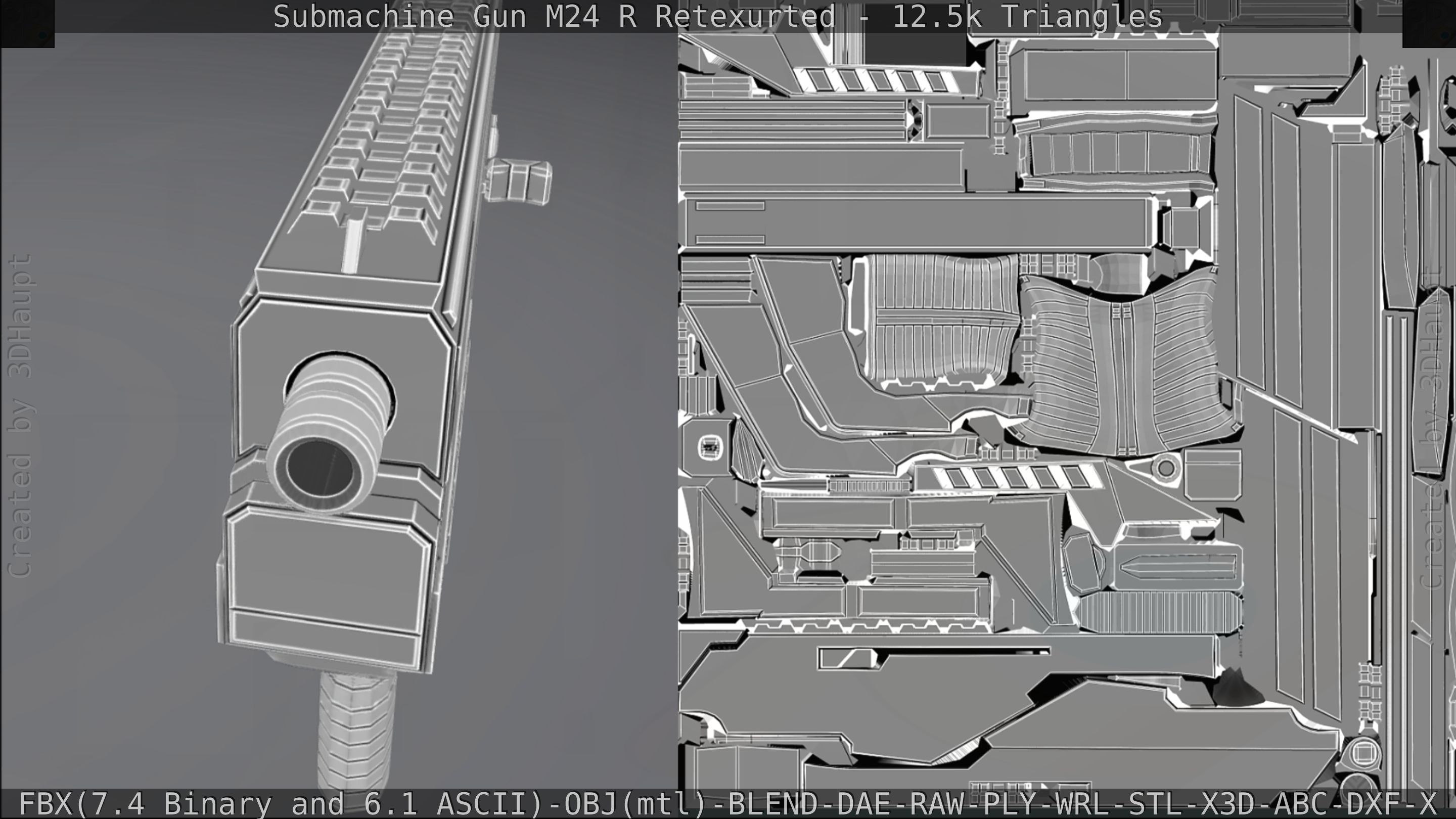 Submachine Gun M24 R Retexurted Low-poly 3D model_365