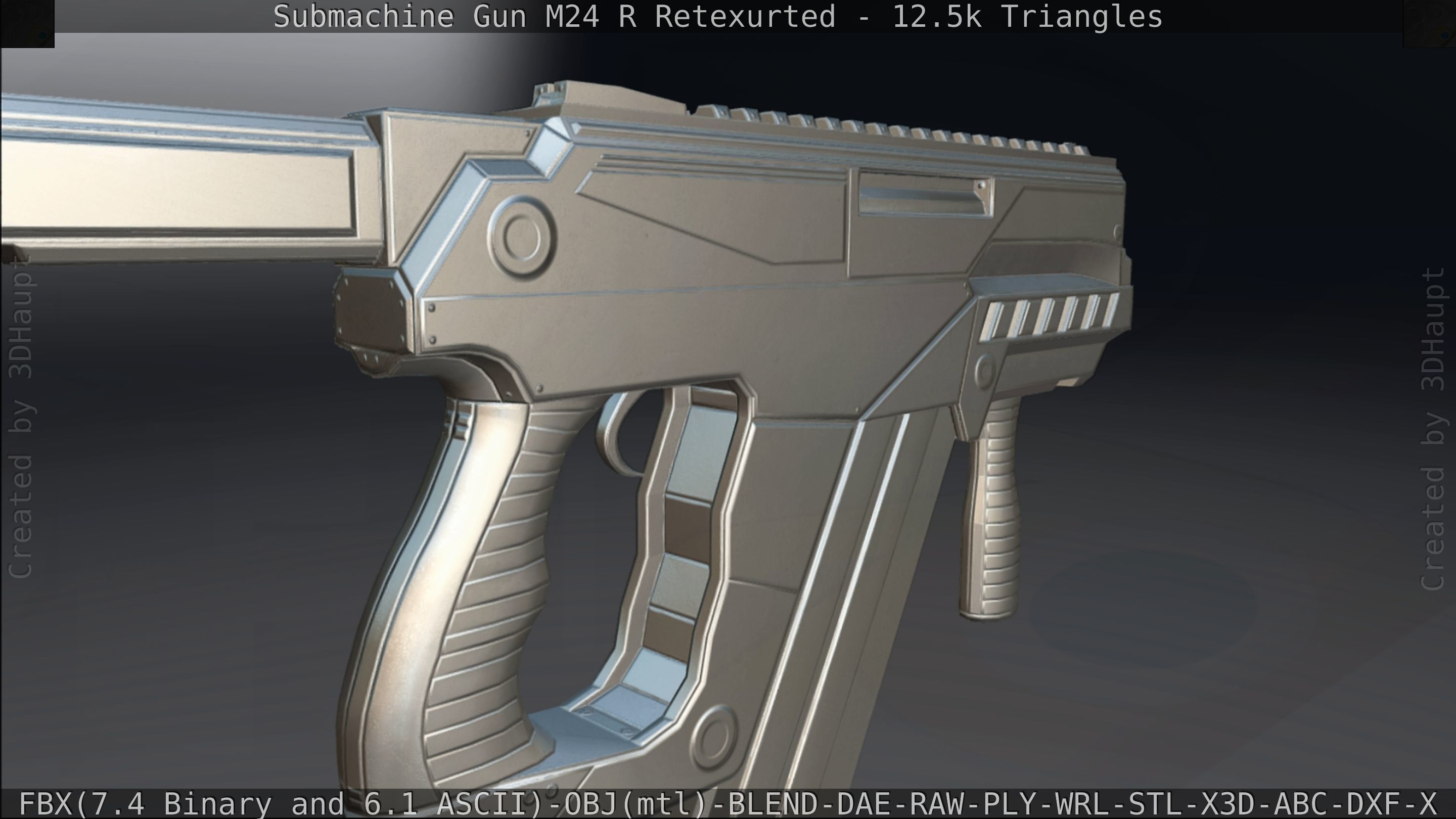 Submachine Gun M24 R Retexurted Low-poly 3D model_420