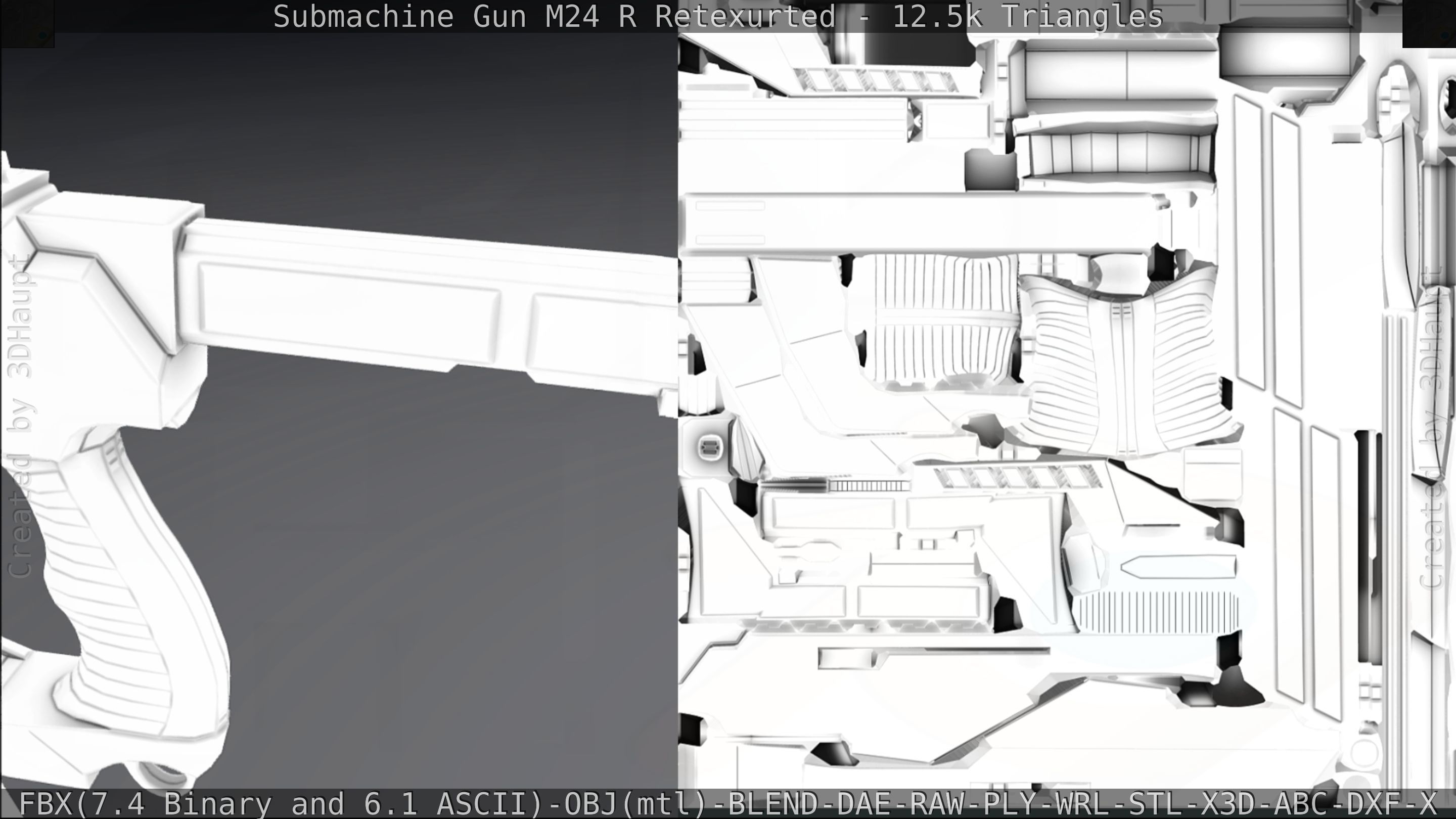Submachine Gun M24 R Retexurted Low-poly 3D model_348