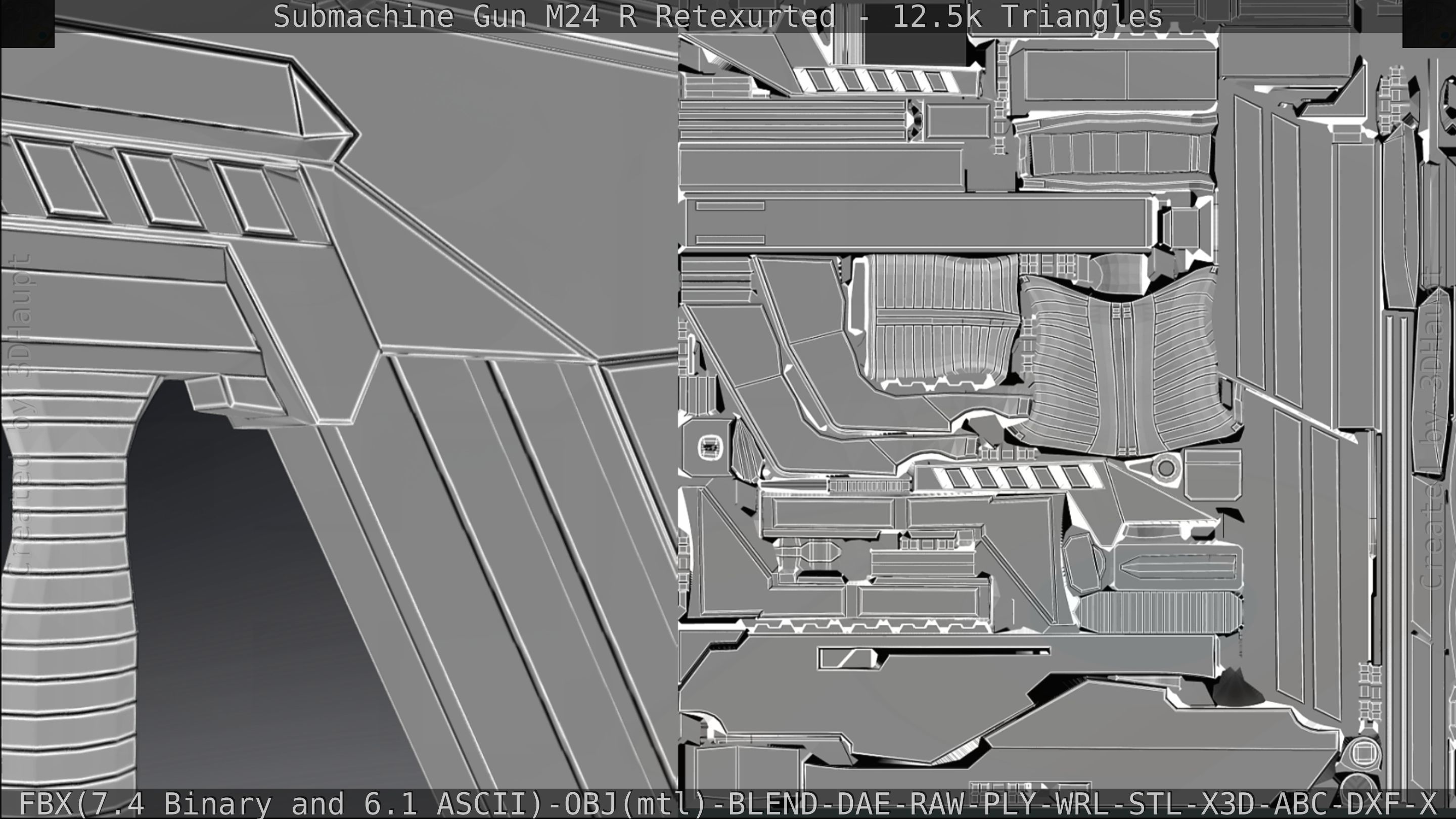 Submachine Gun M24 R Retexurted Low-poly 3D model_372