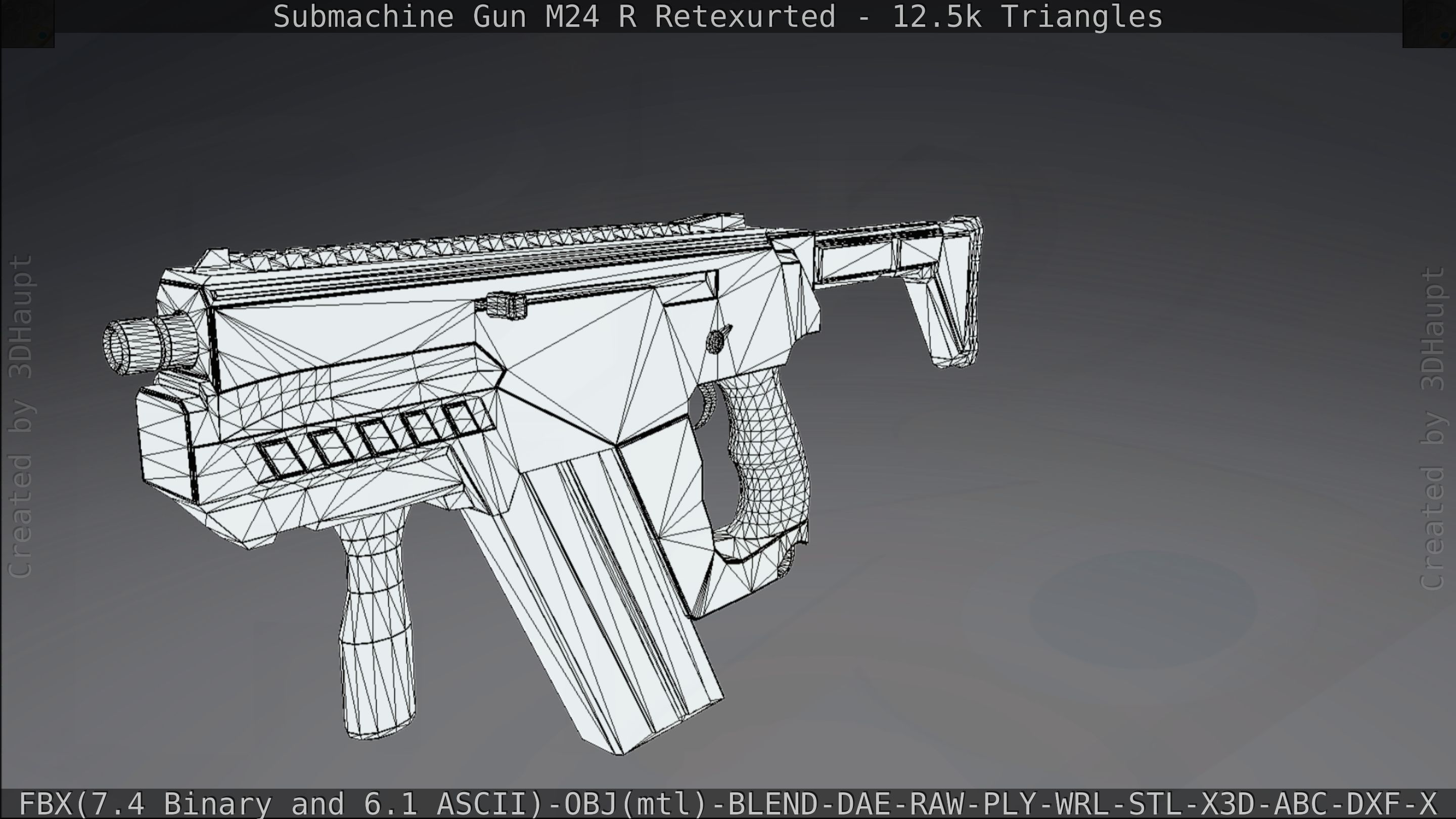 Submachine Gun M24 R Retexurted Low-poly 3D model_235
