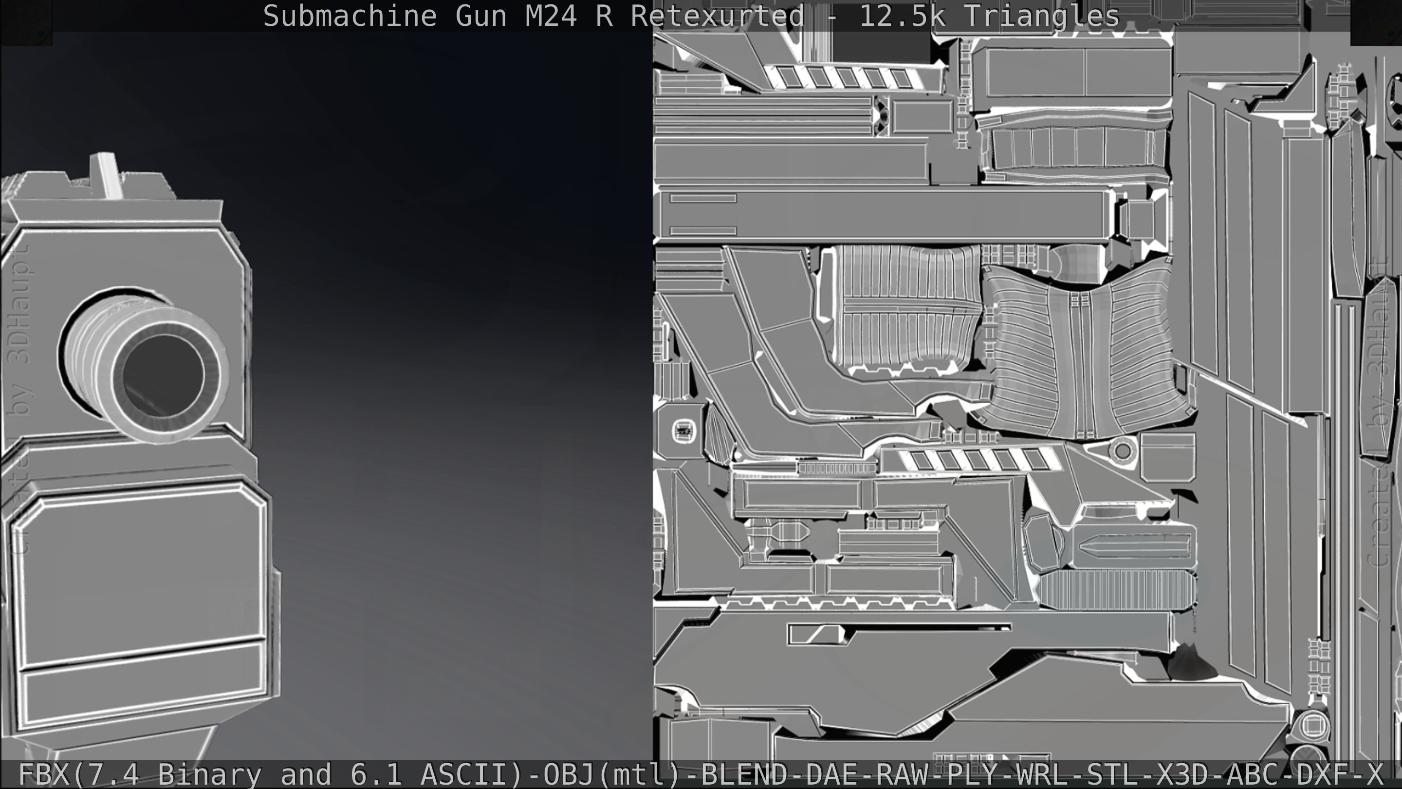 Submachine Gun M24 R Retexurted Low-poly 3D model_362