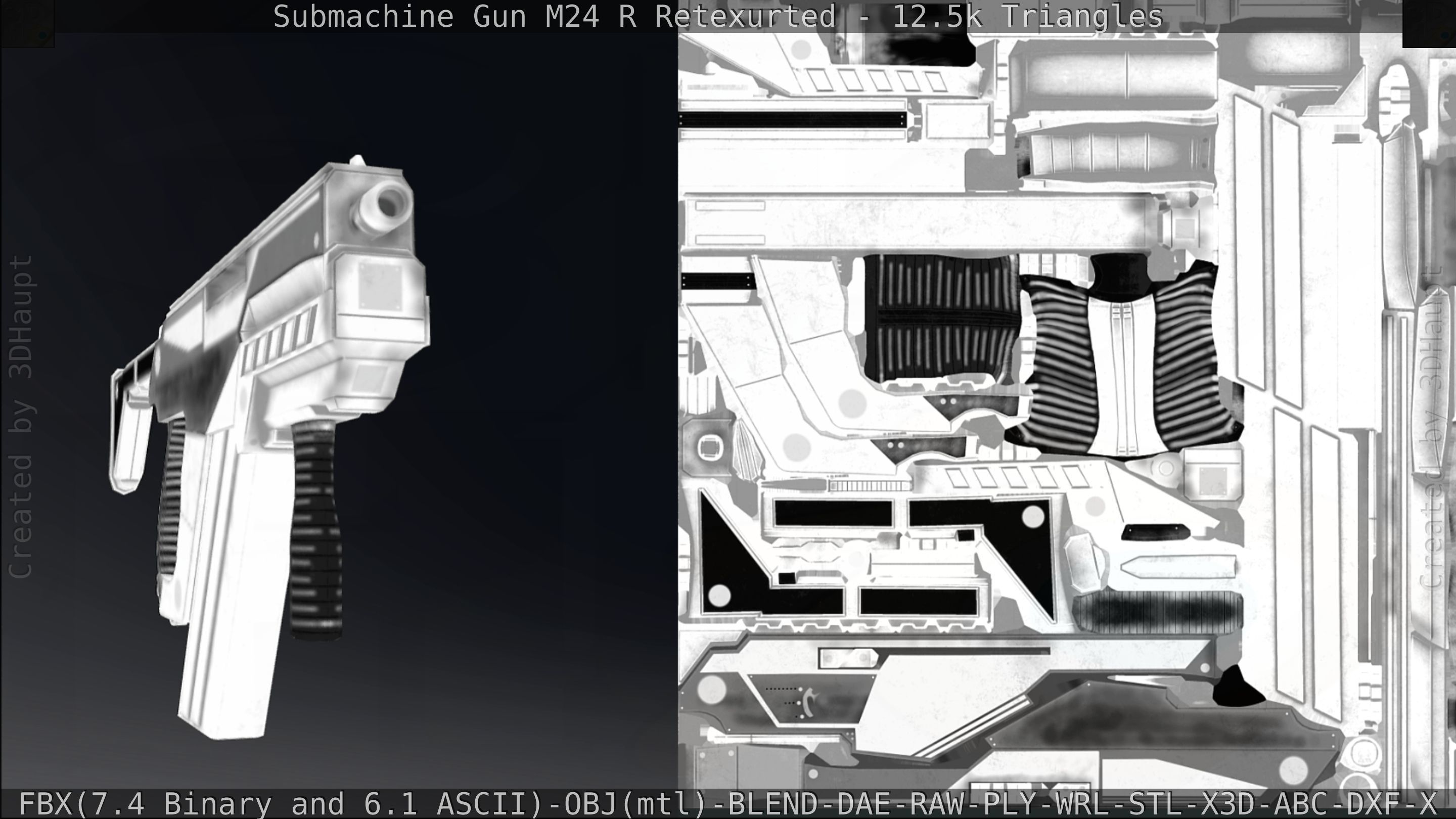 Submachine Gun M24 R Retexurted Low-poly 3D model_275