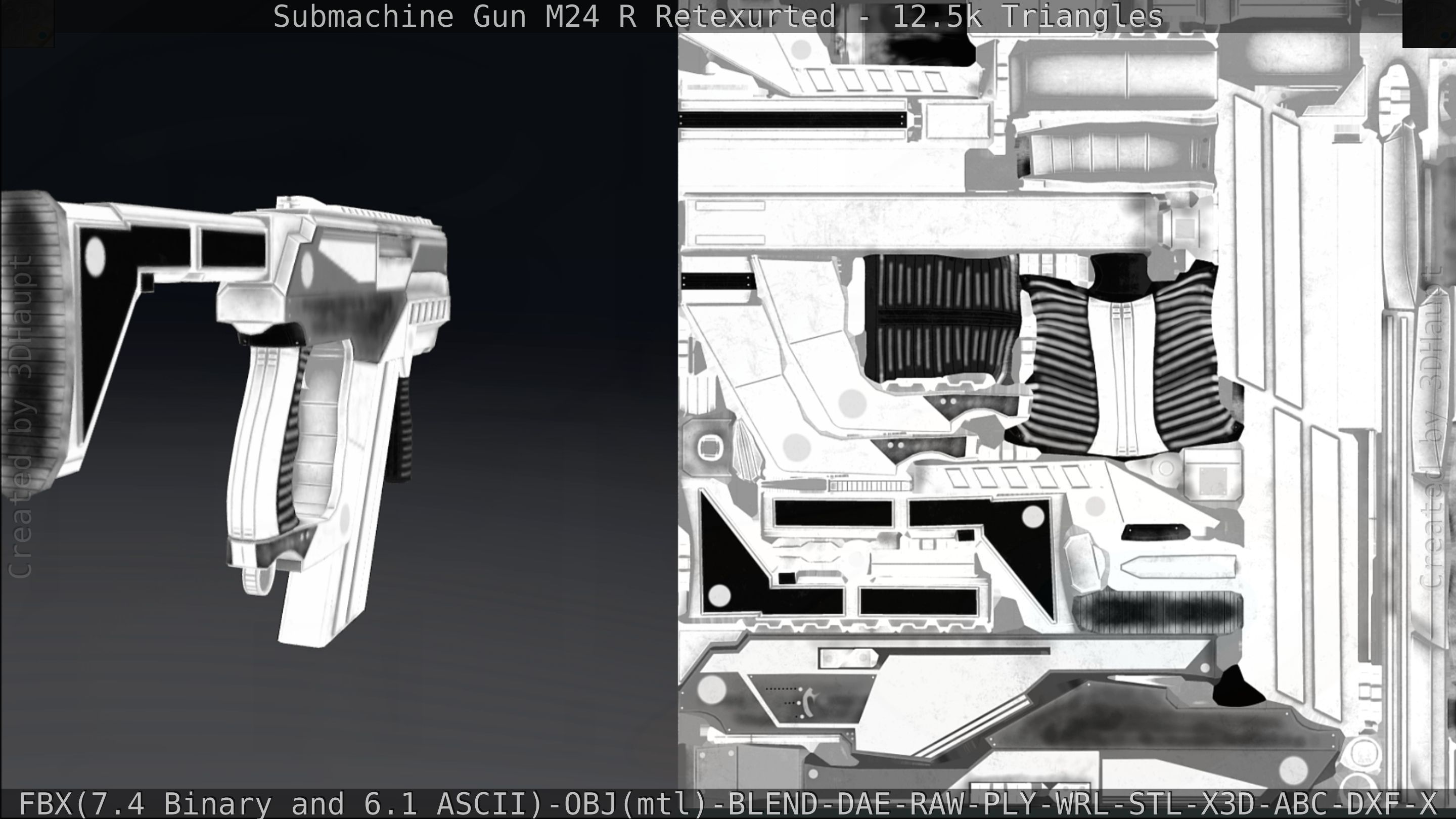 Submachine Gun M24 R Retexurted Low-poly 3D model_317