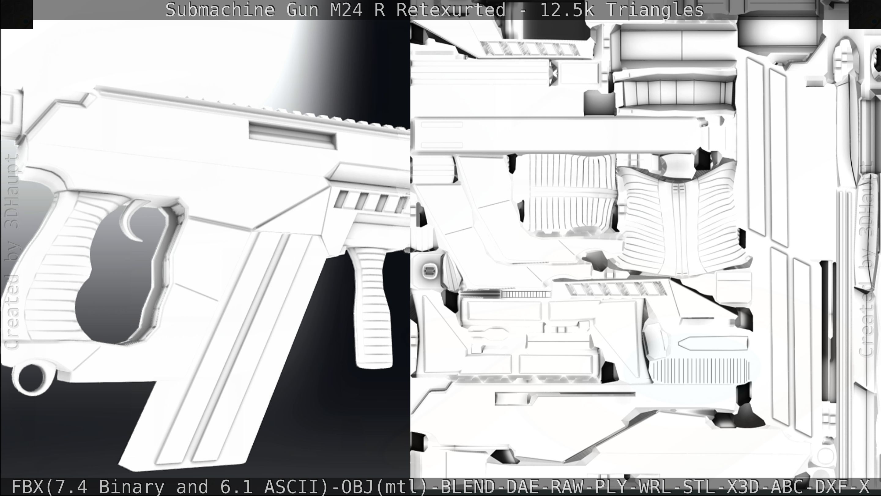 Submachine Gun M24 R Retexurted Low-poly 3D model_335