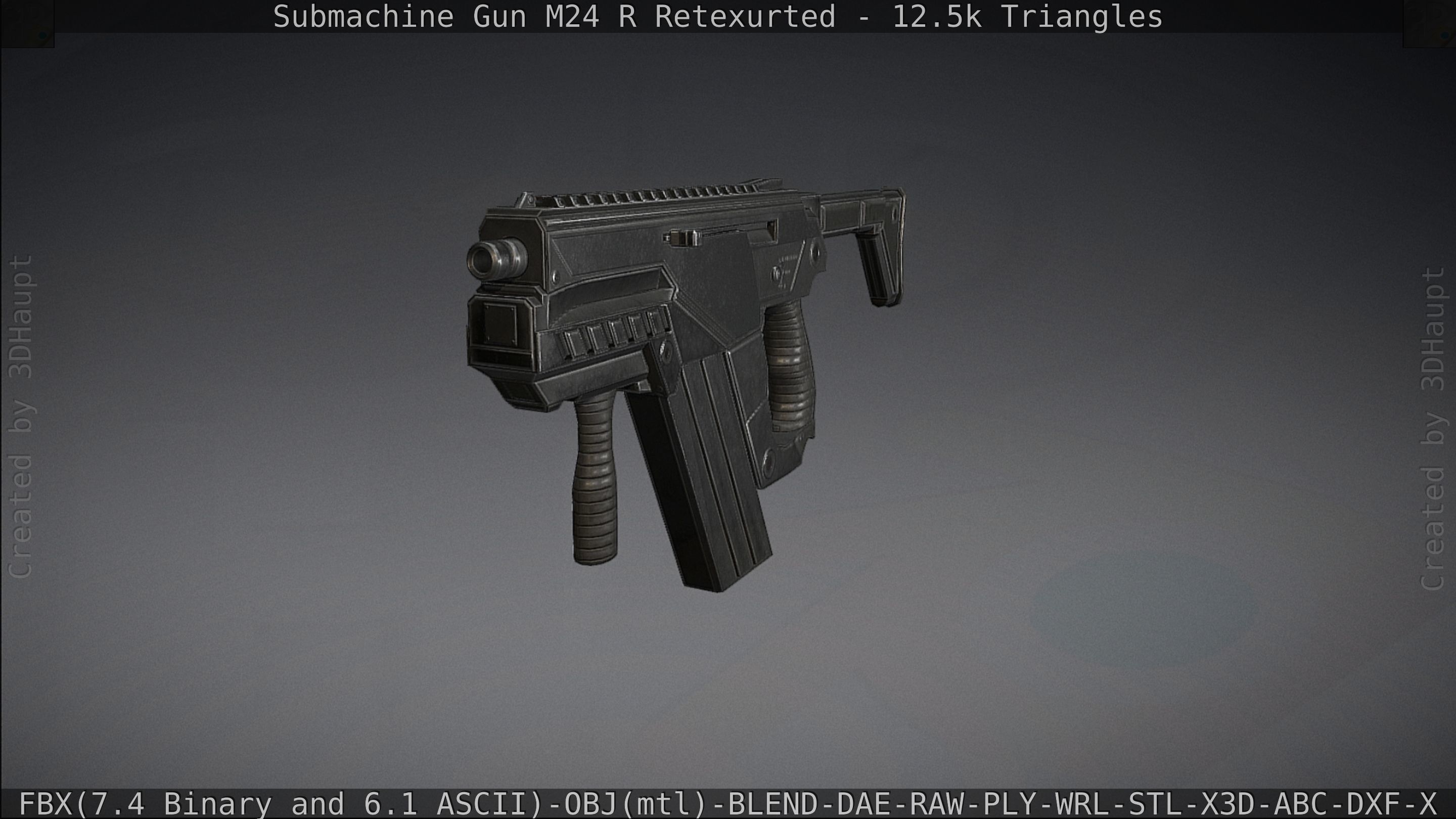 Submachine Gun M24 R Retexurted Low-poly 3D model_176