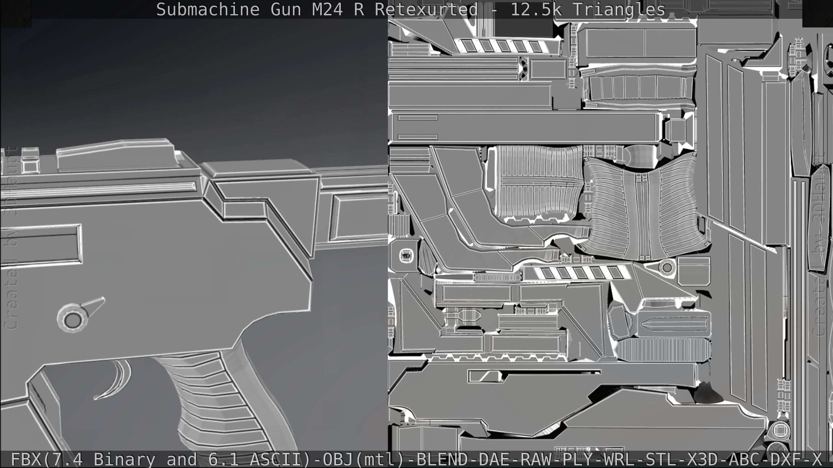 Submachine Gun M24 R Retexurted Low-poly 3D model_374