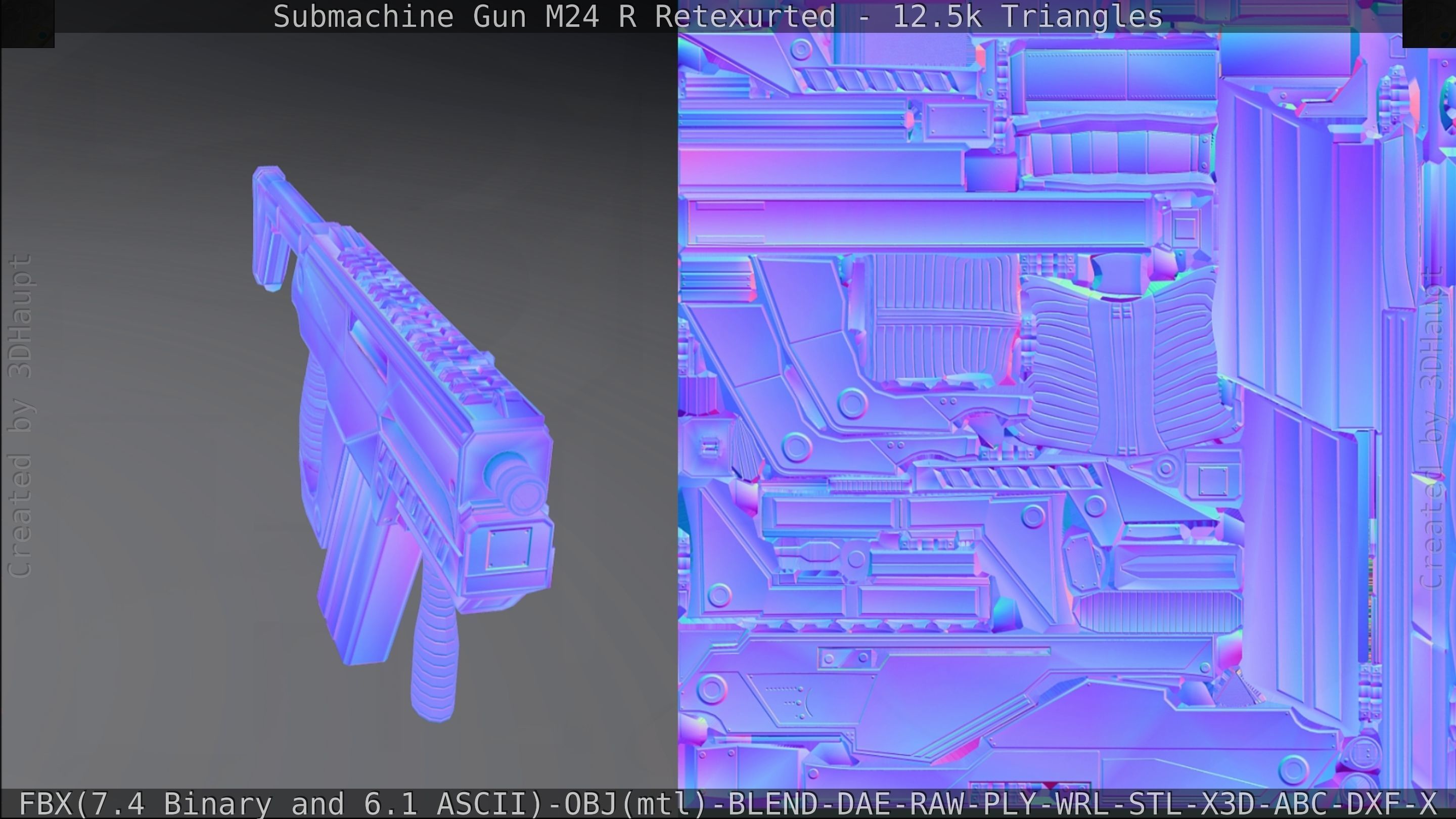 Submachine Gun M24 R Retexurted Low-poly 3D model_294