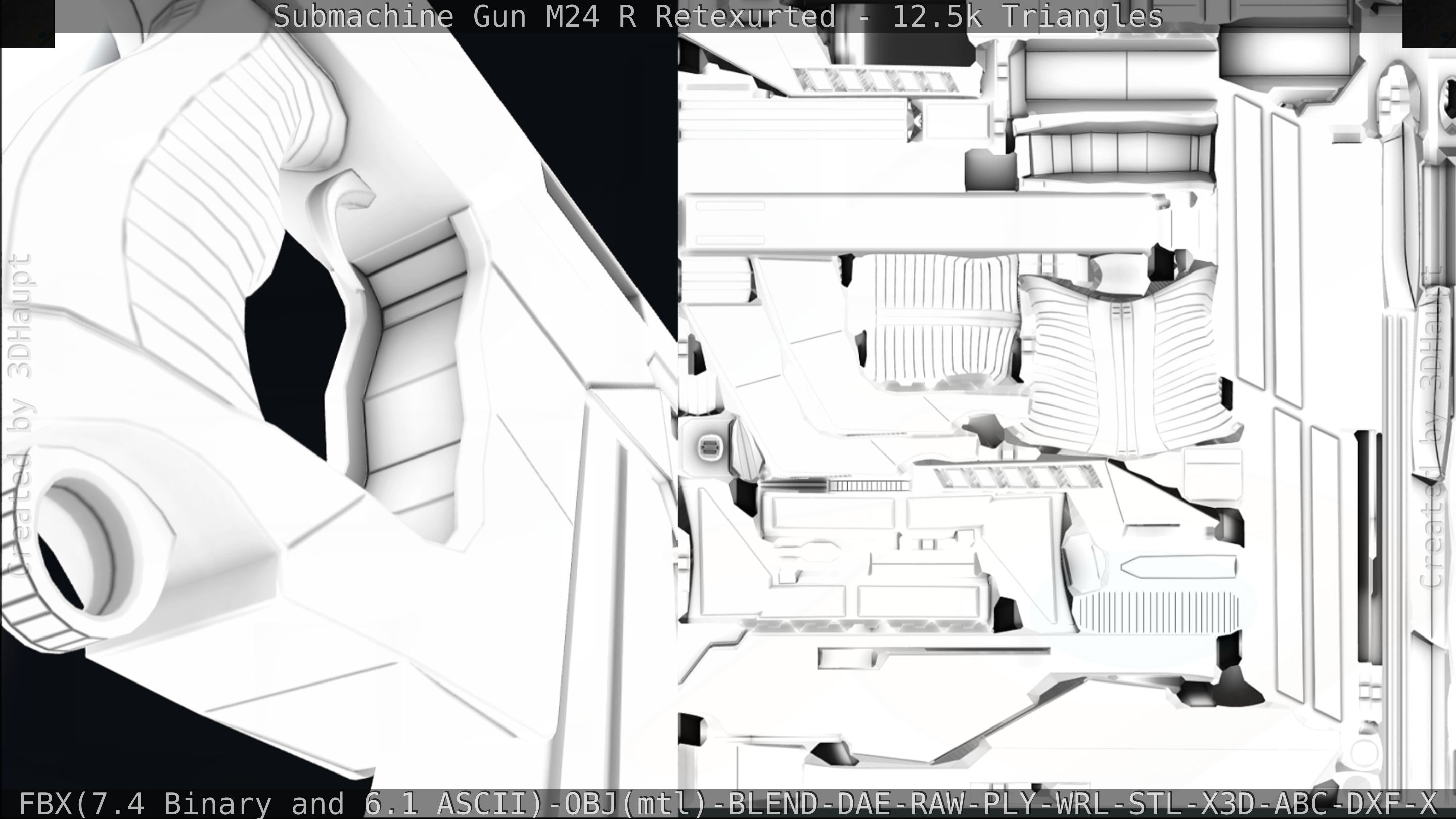 Submachine Gun M24 R Retexurted Low-poly 3D model_340