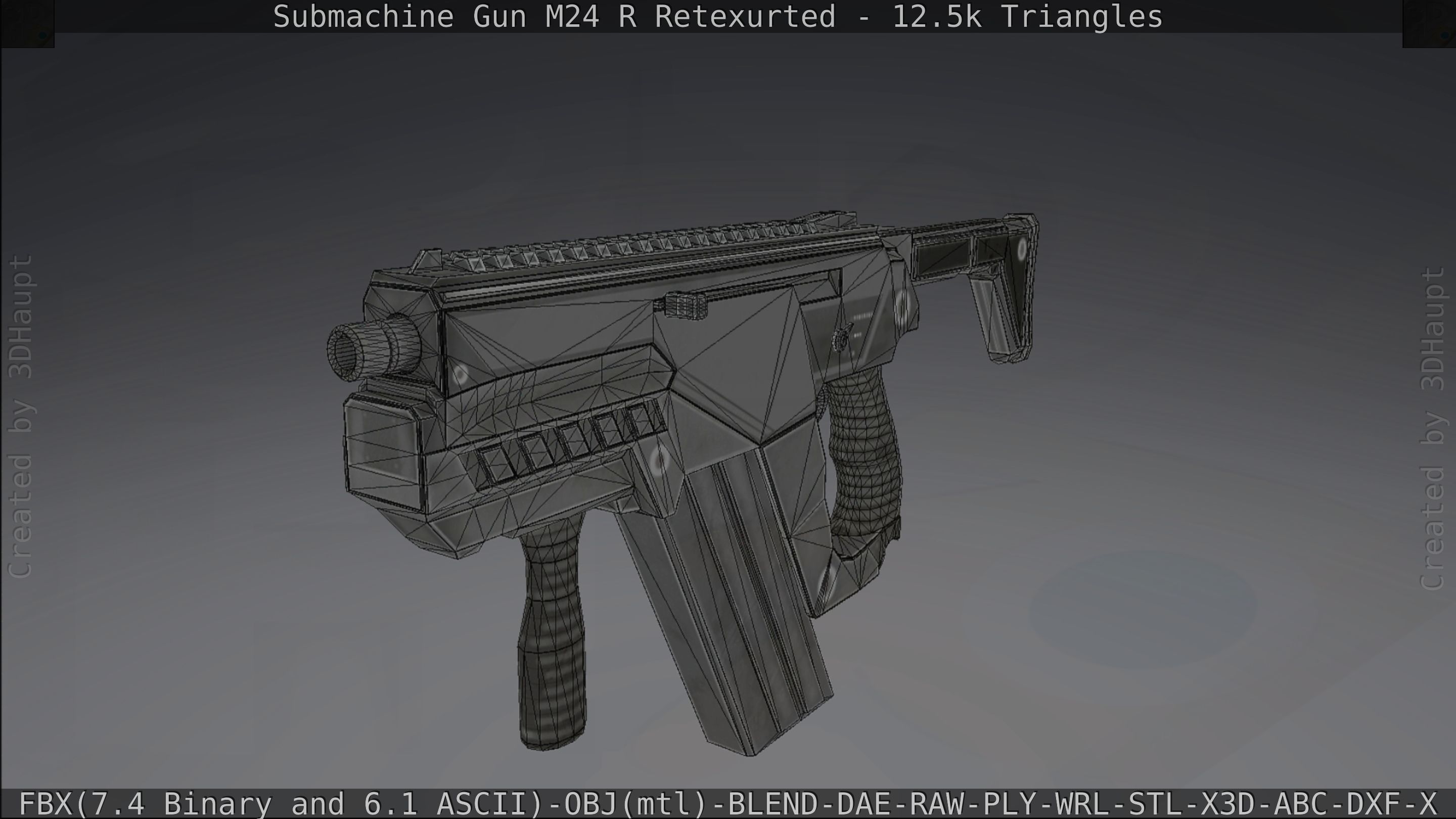 Submachine Gun M24 R Retexurted Low-poly 3D model_241