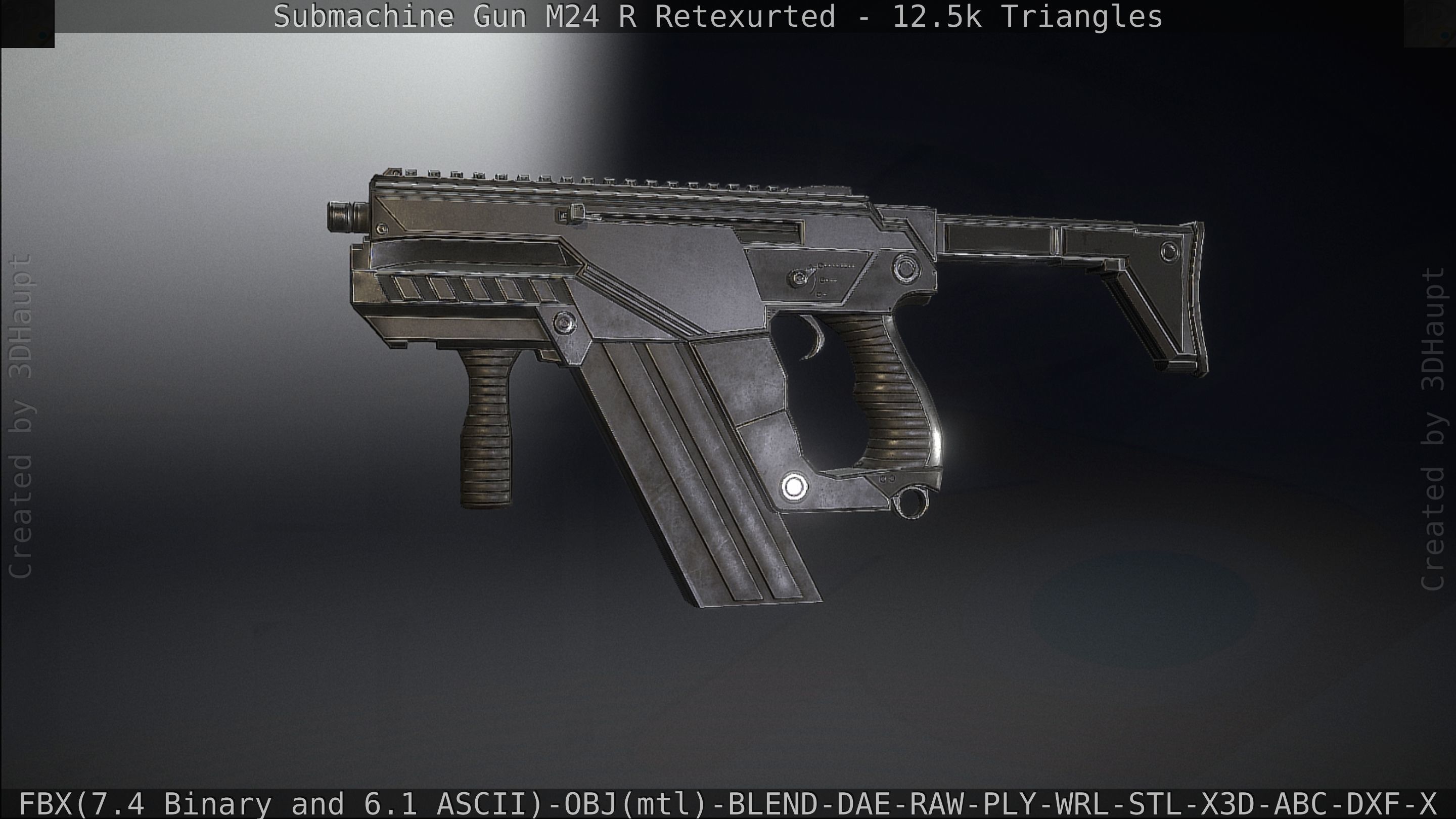 Submachine Gun M24 R Retexurted Low-poly 3D model_212