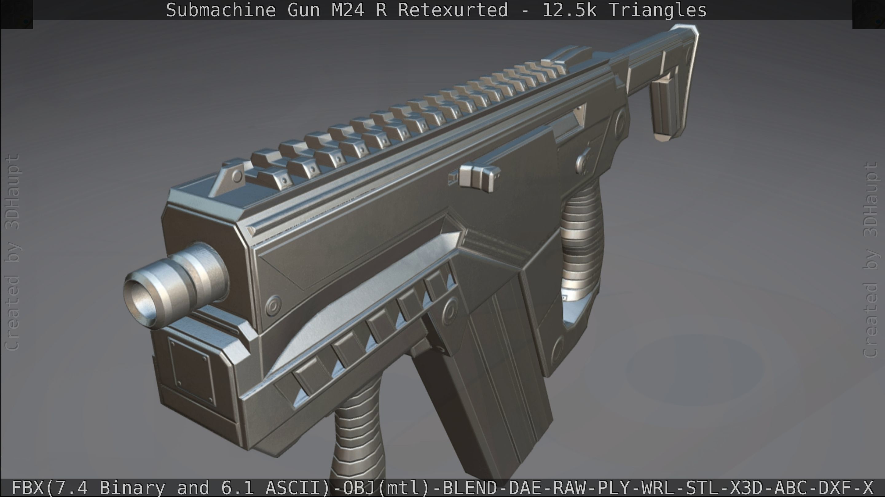 Submachine Gun M24 R Retexurted Low-poly 3D model_407