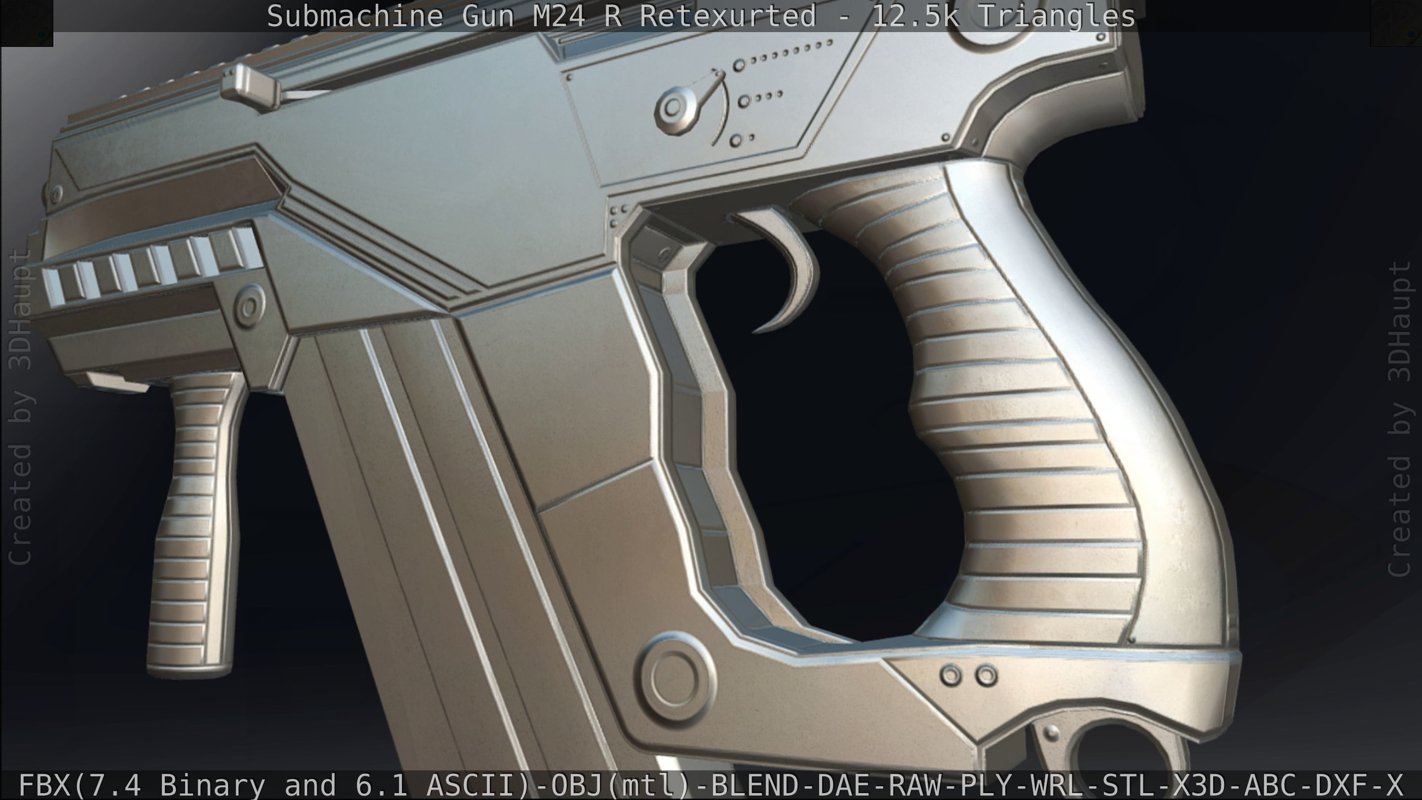 Submachine Gun M24 R Retexurted Low-poly 3D model_414