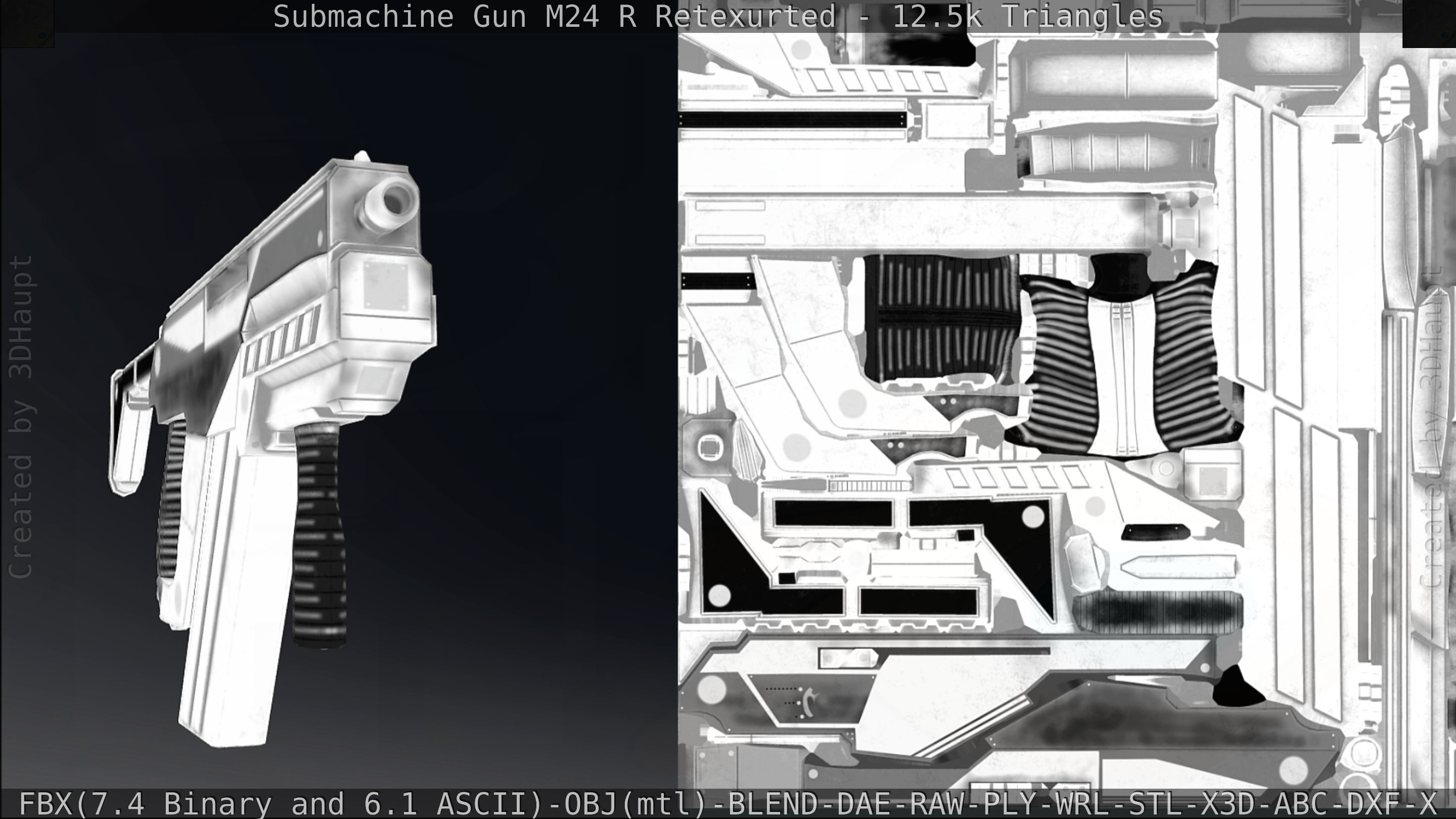 Submachine Gun M24 R Retexurted Low-poly 3D model_276