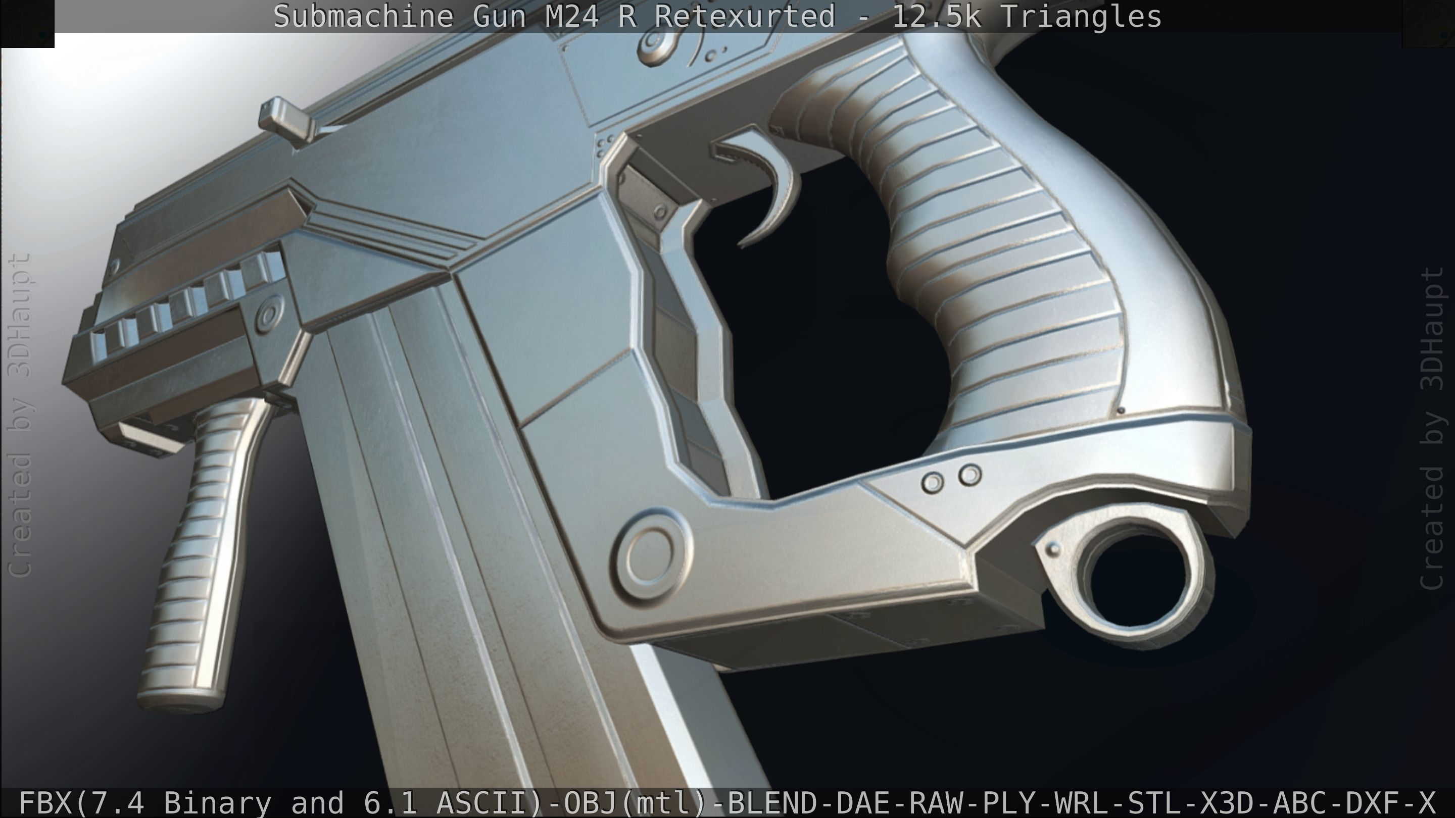 Submachine Gun M24 R Retexurted Low-poly 3D model_415