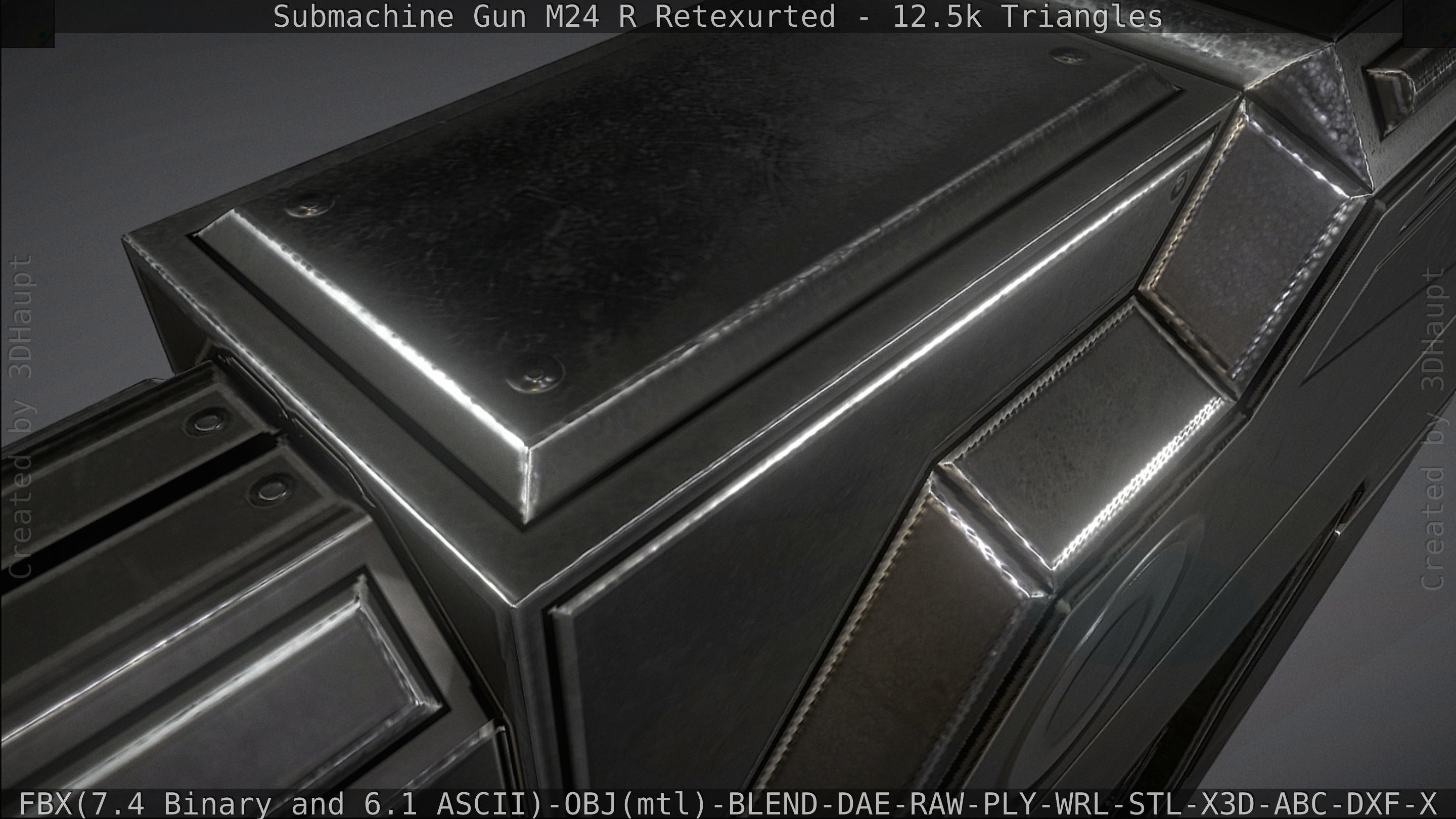 Submachine Gun M24 R Retexurted Low-poly 3D model_143