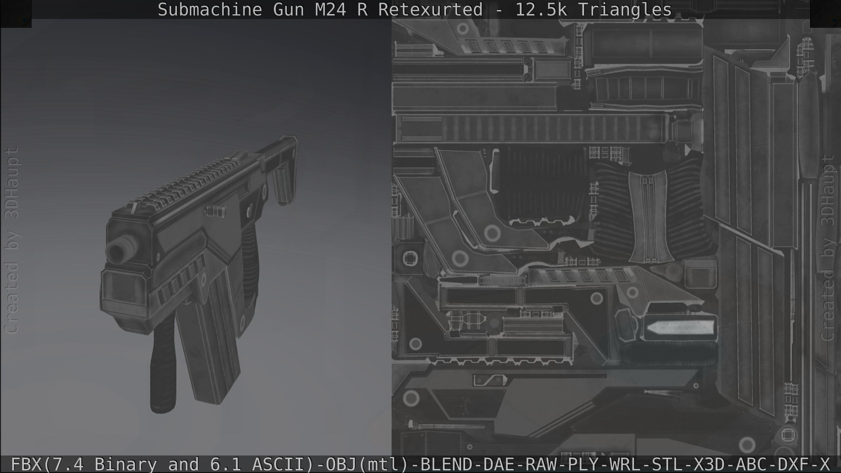 Submachine Gun M24 R Retexurted Low-poly 3D model_389