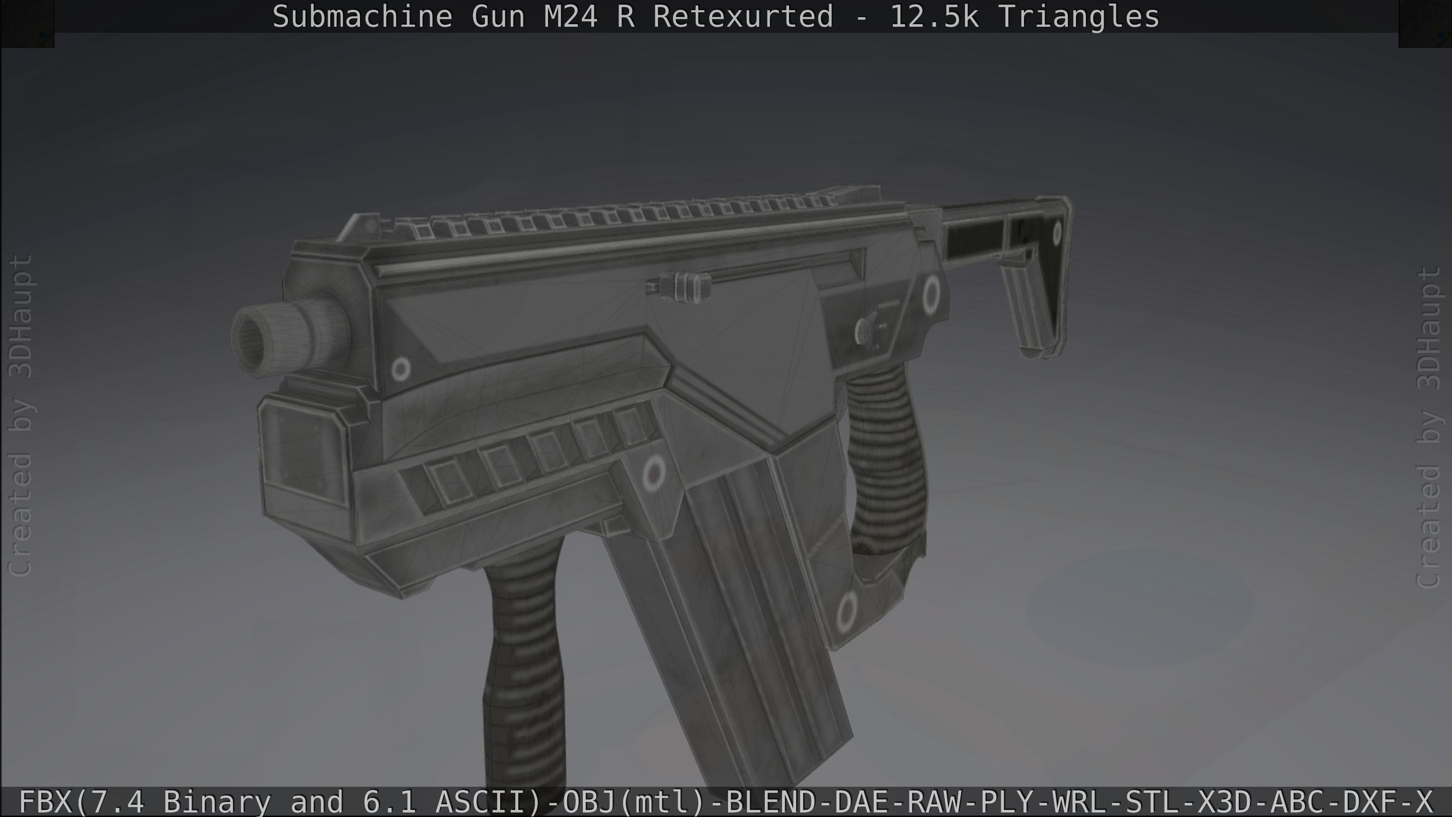 Submachine Gun M24 R Retexurted Low-poly 3D model_240