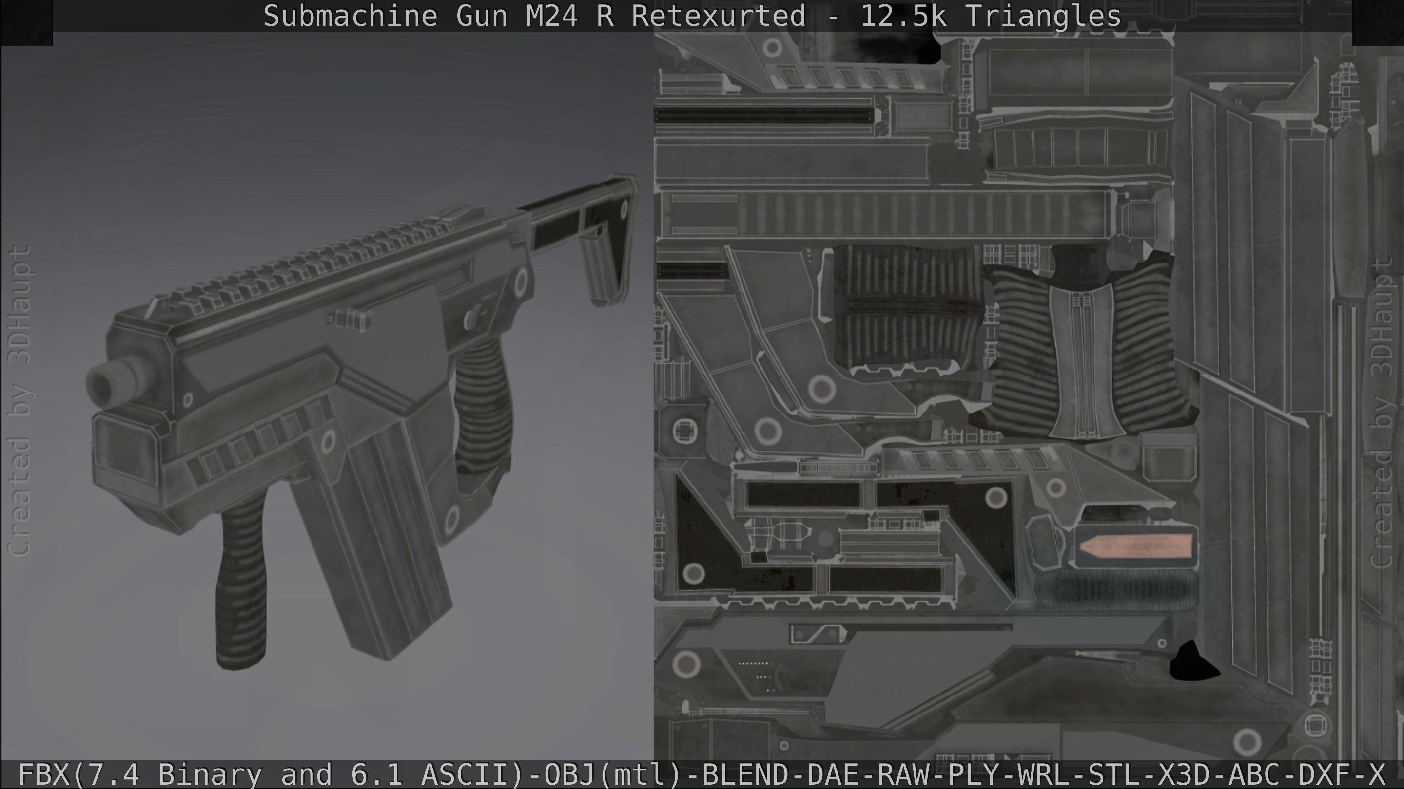 Submachine Gun M24 R Retexurted Low-poly 3D model_254