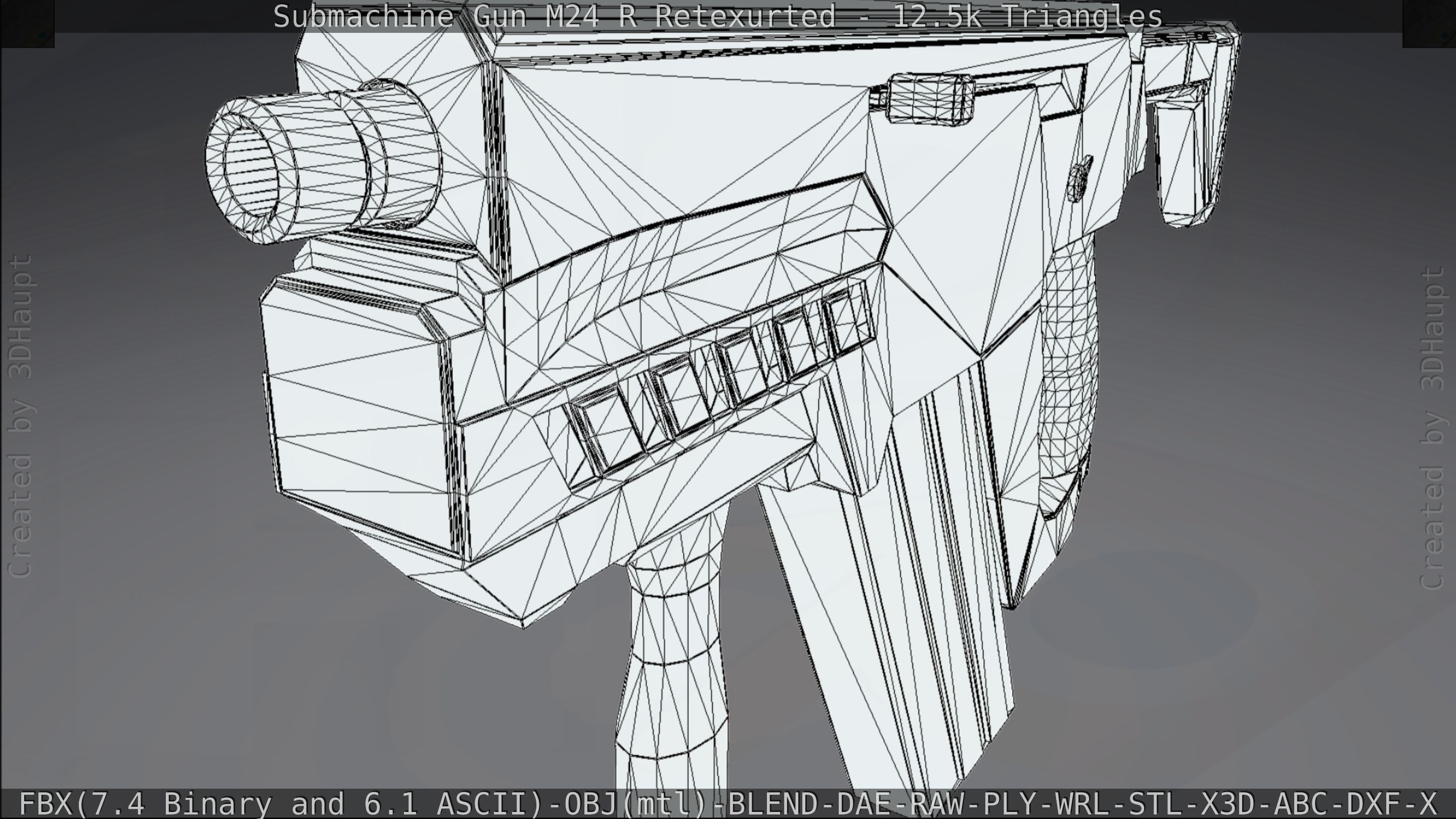 Submachine Gun M24 R Retexurted Low-poly 3D model_196