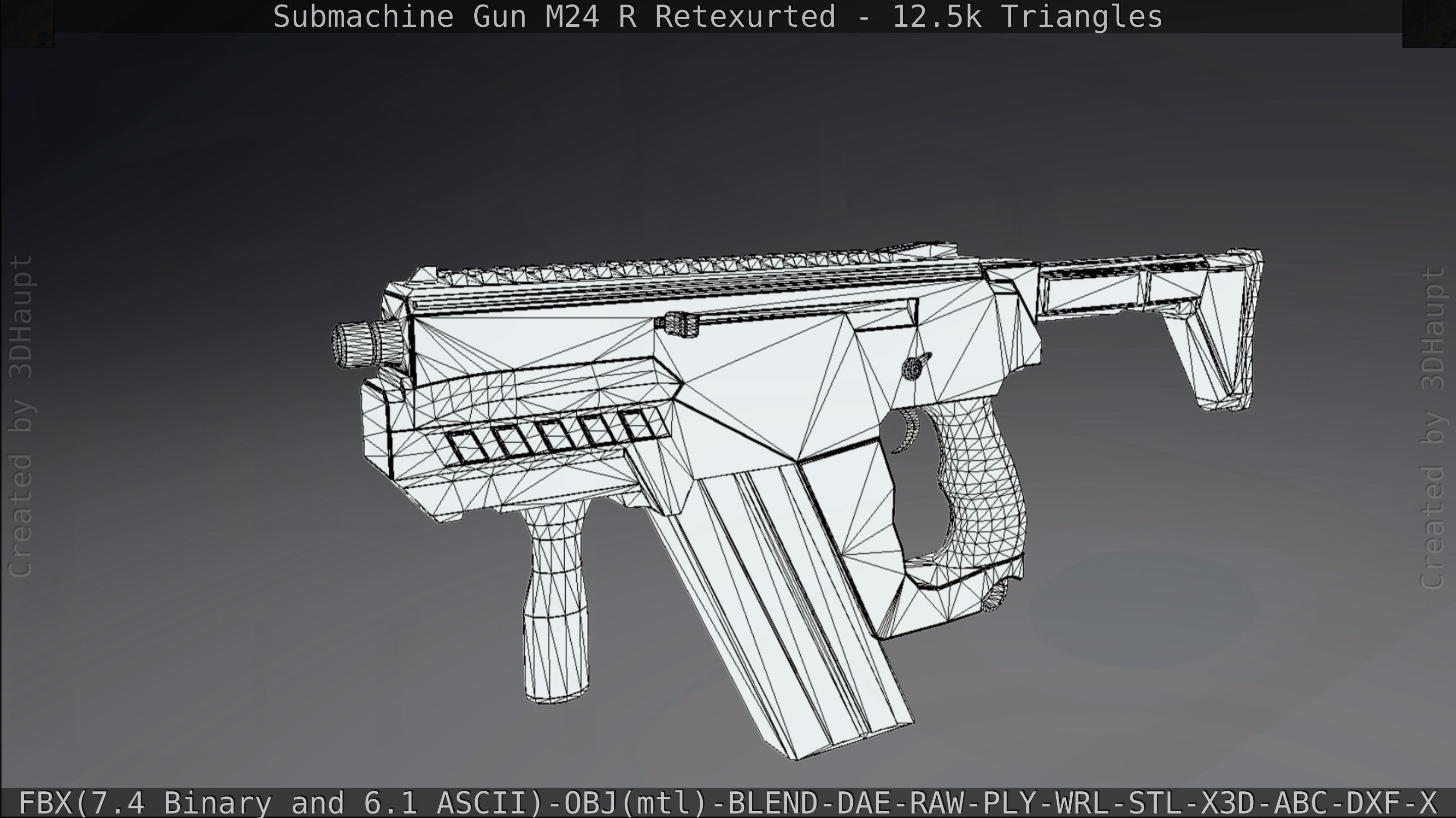 Submachine Gun M24 R Retexurted Low-poly 3D model_191