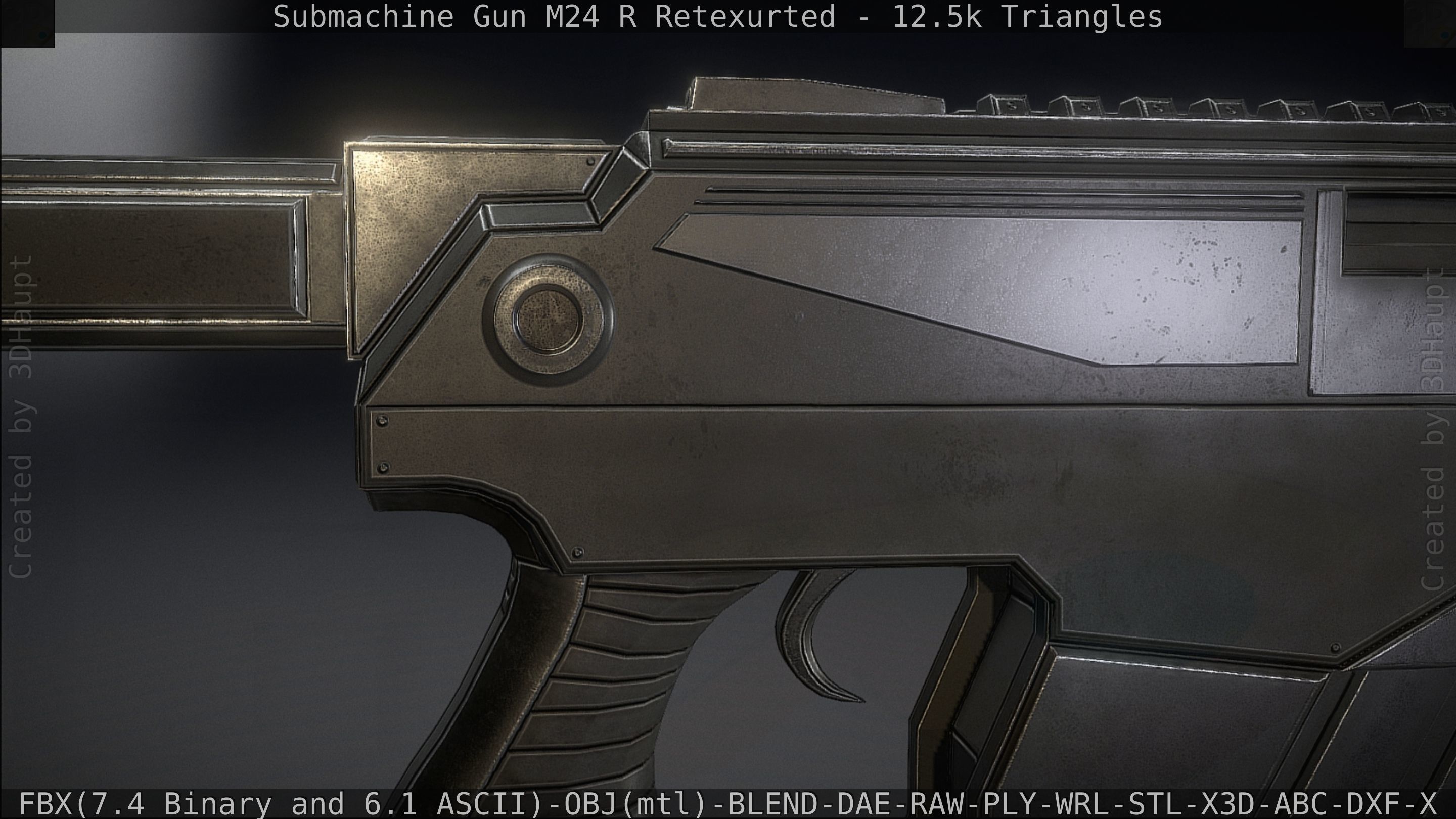 Submachine Gun M24 R Retexurted Low-poly 3D model_146