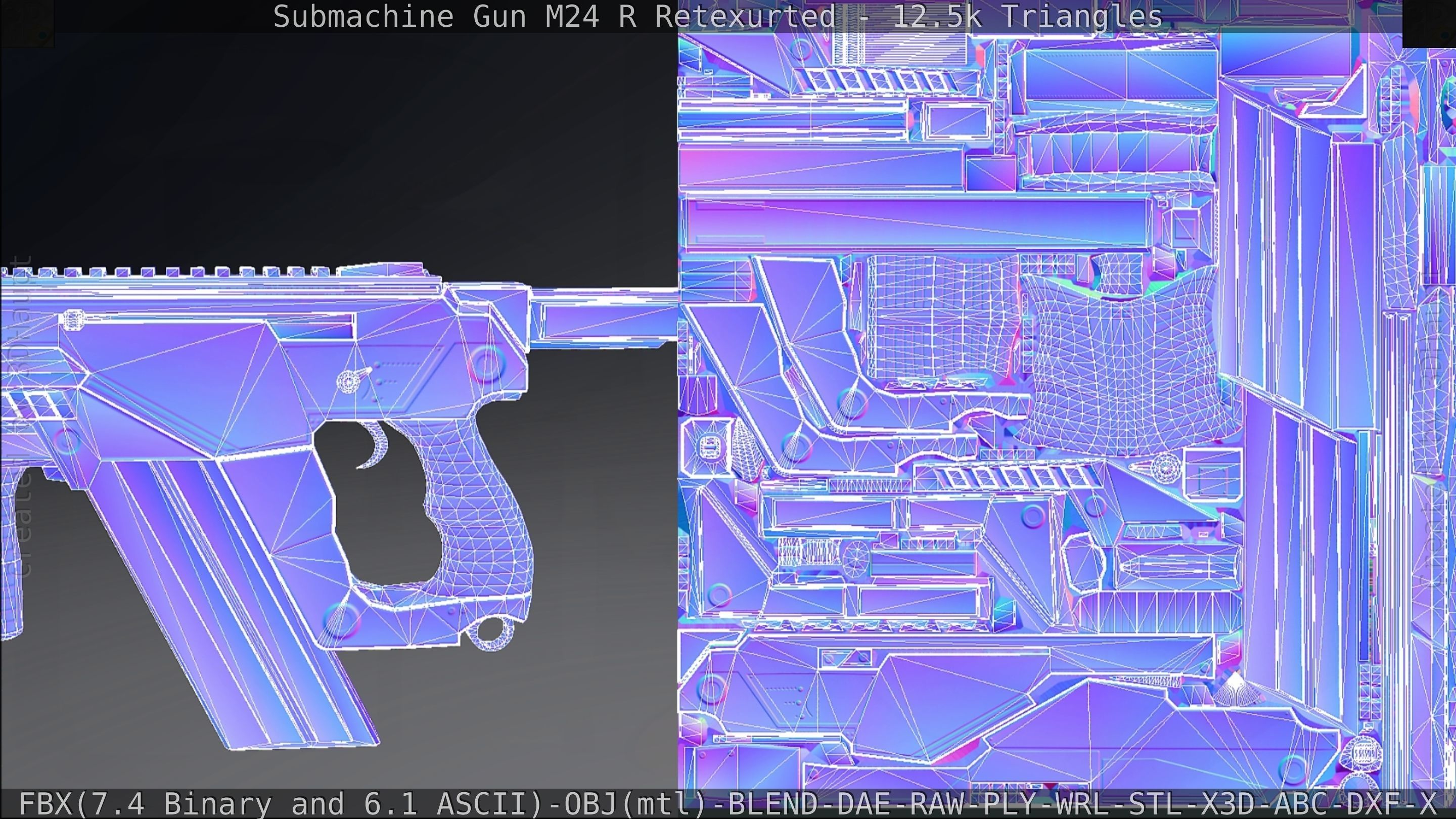 Submachine Gun M24 R Retexurted Low-poly 3D model_305