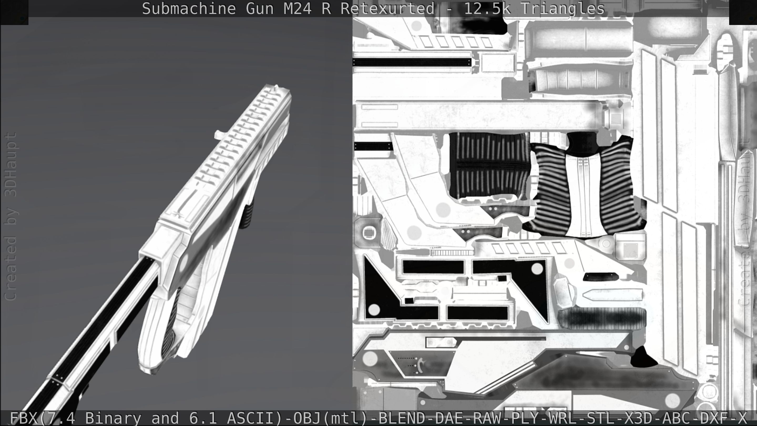 Submachine Gun M24 R Retexurted Low-poly 3D model_265
