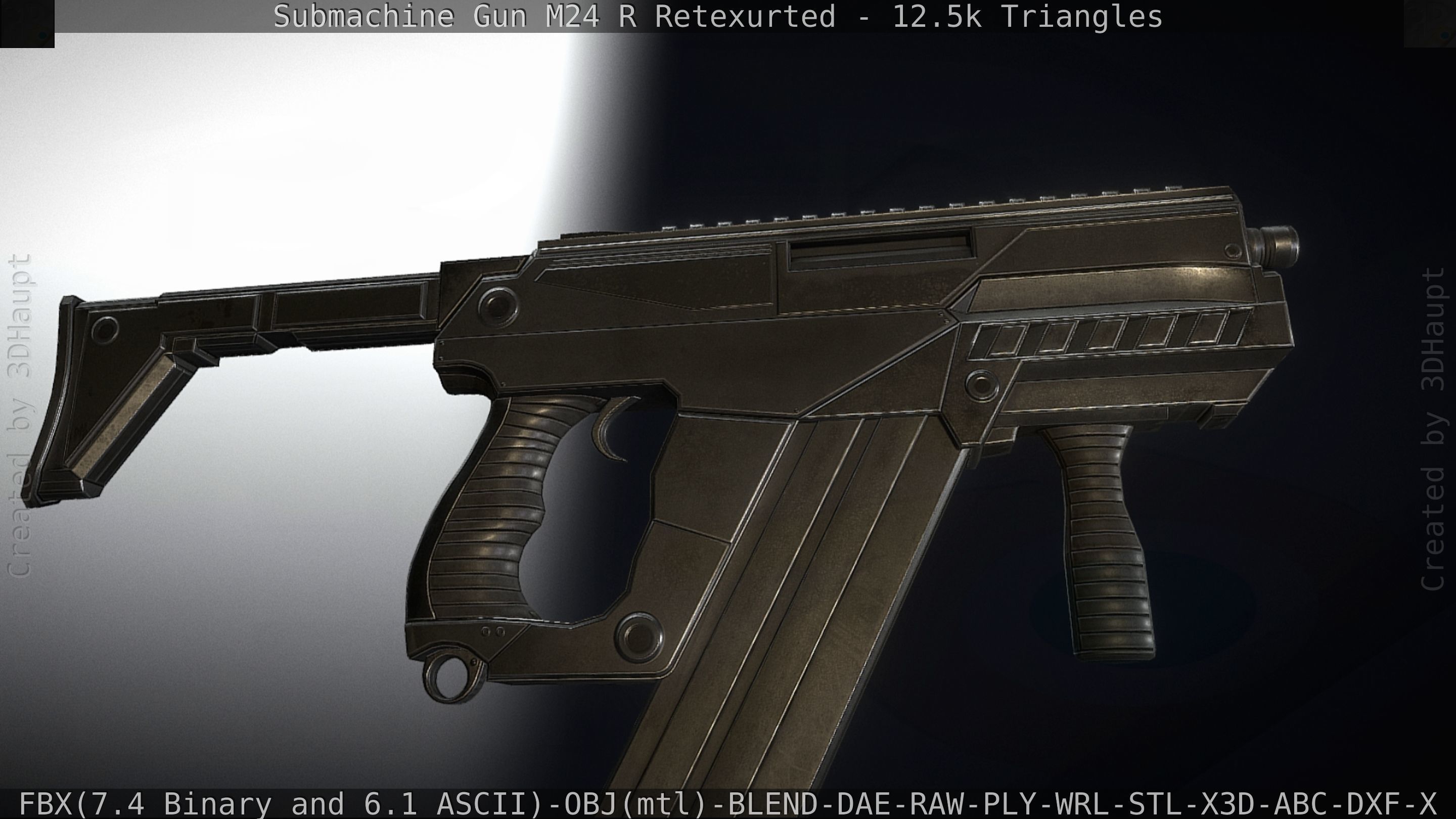 Submachine Gun M24 R Retexurted Low-poly 3D model_22