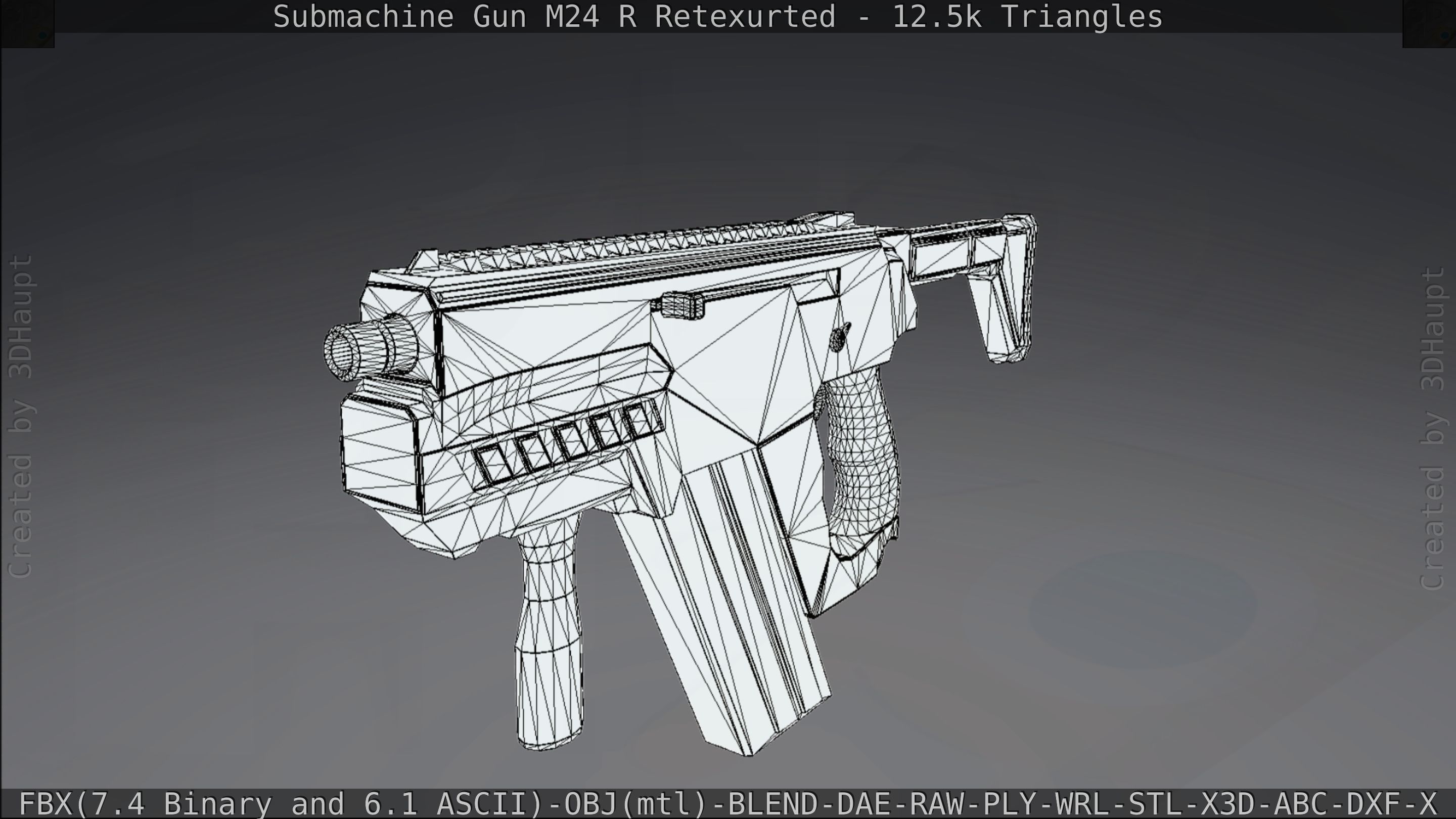 Submachine Gun M24 R Retexurted Low-poly 3D model_237