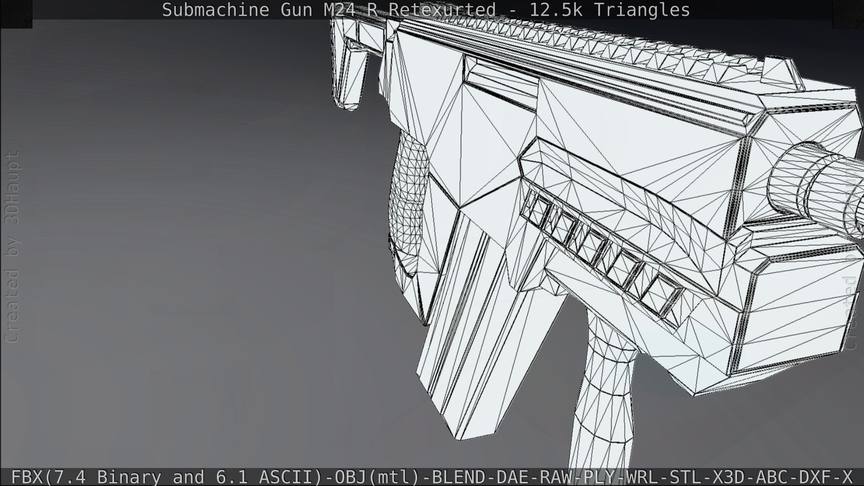 Submachine Gun M24 R Retexurted Low-poly 3D model_198