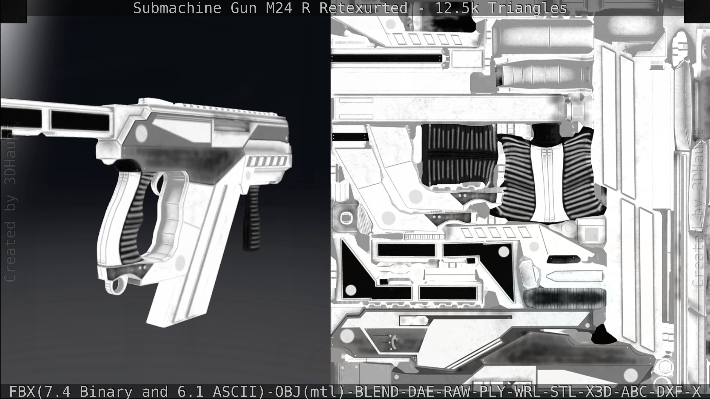Submachine Gun M24 R Retexurted Low-poly 3D model_307