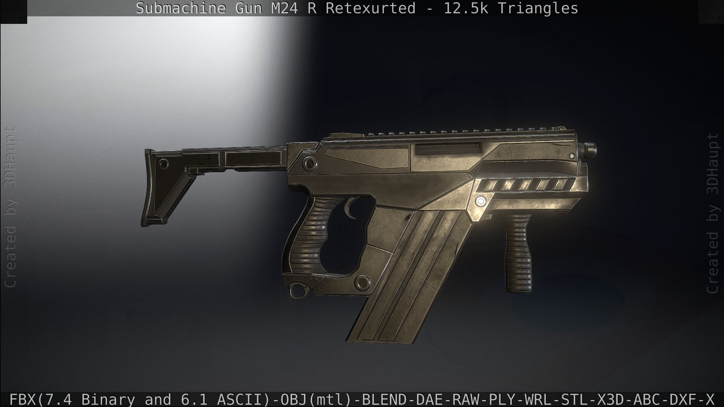 Submachine Gun M24 R Retexurted Low-poly 3D model_170