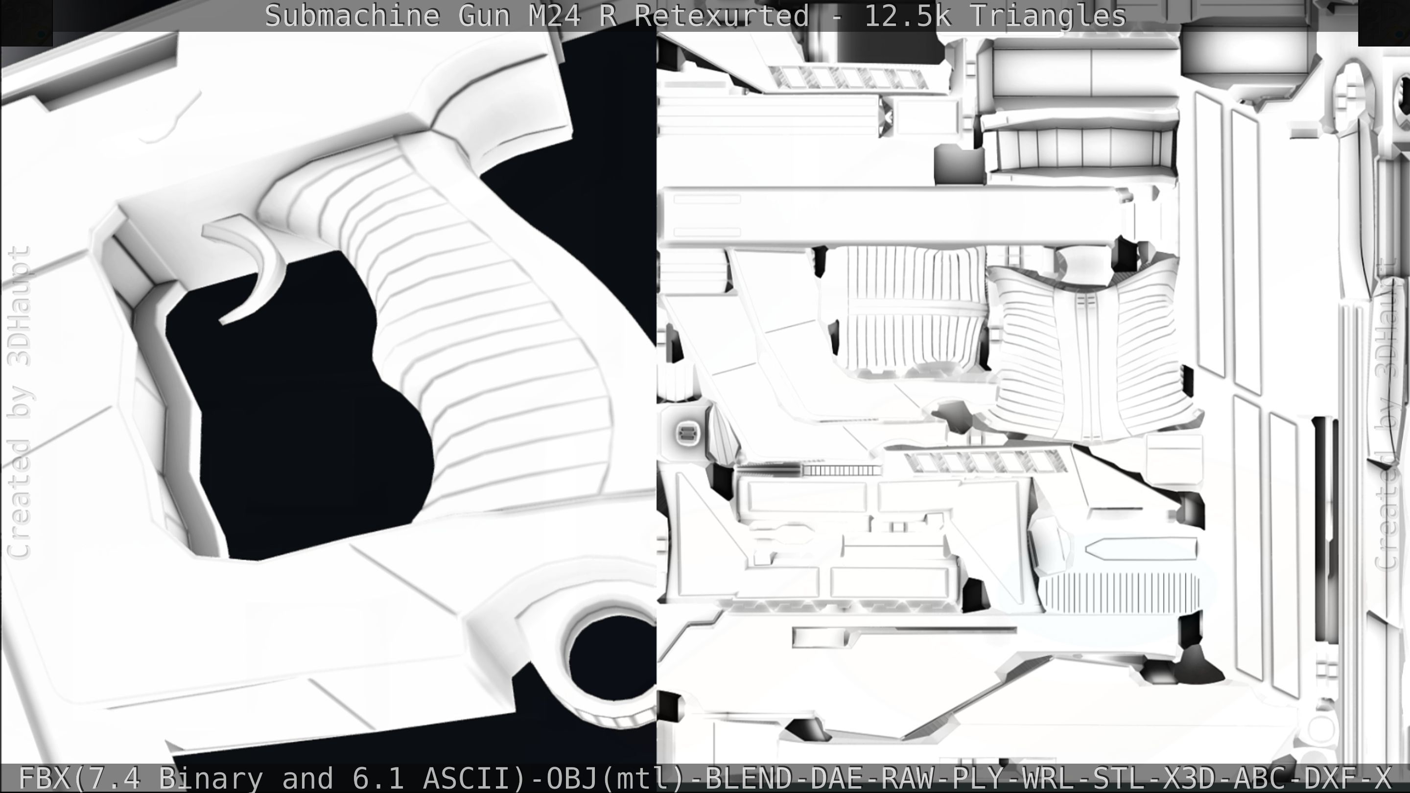 Submachine Gun M24 R Retexurted Low-poly 3D model_343