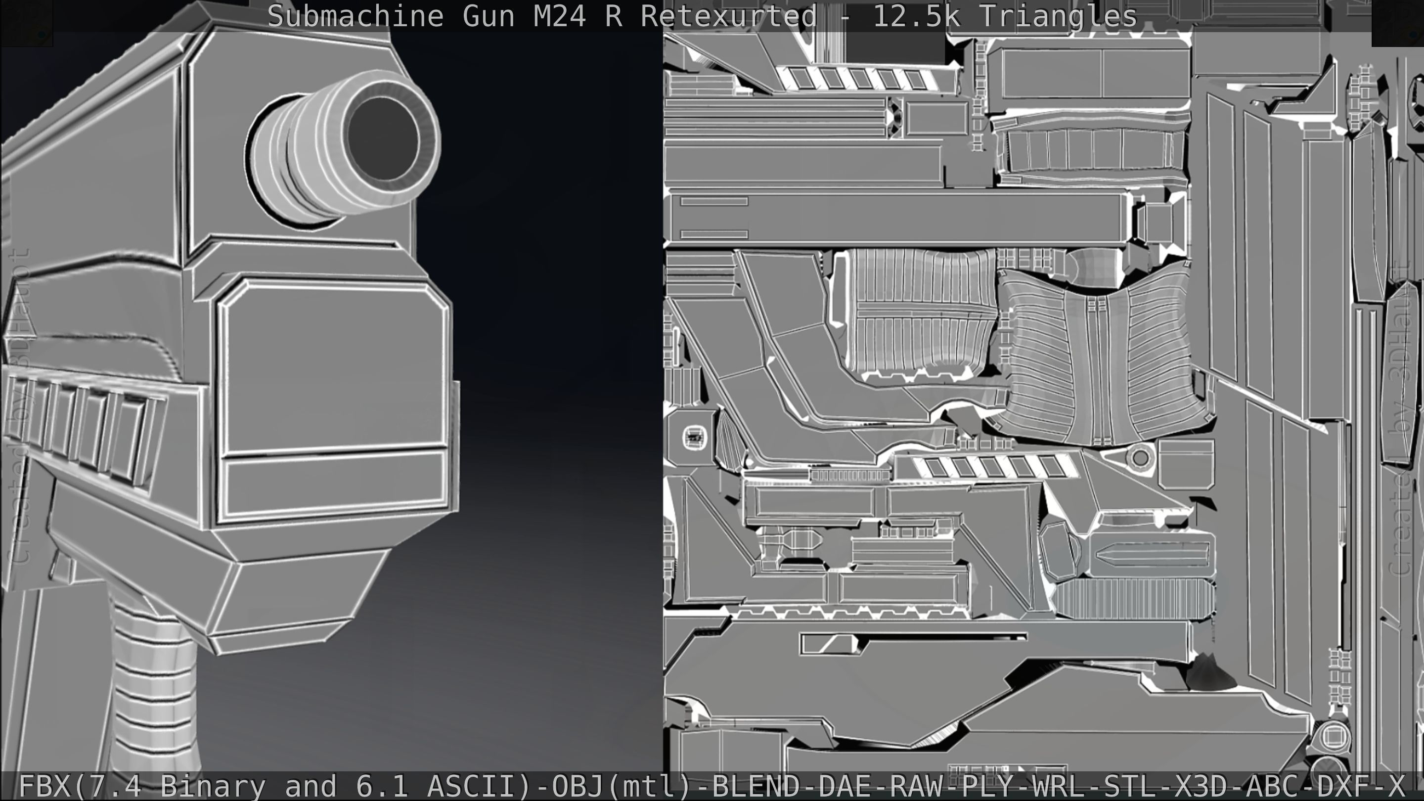 Submachine Gun M24 R Retexurted Low-poly 3D model_388