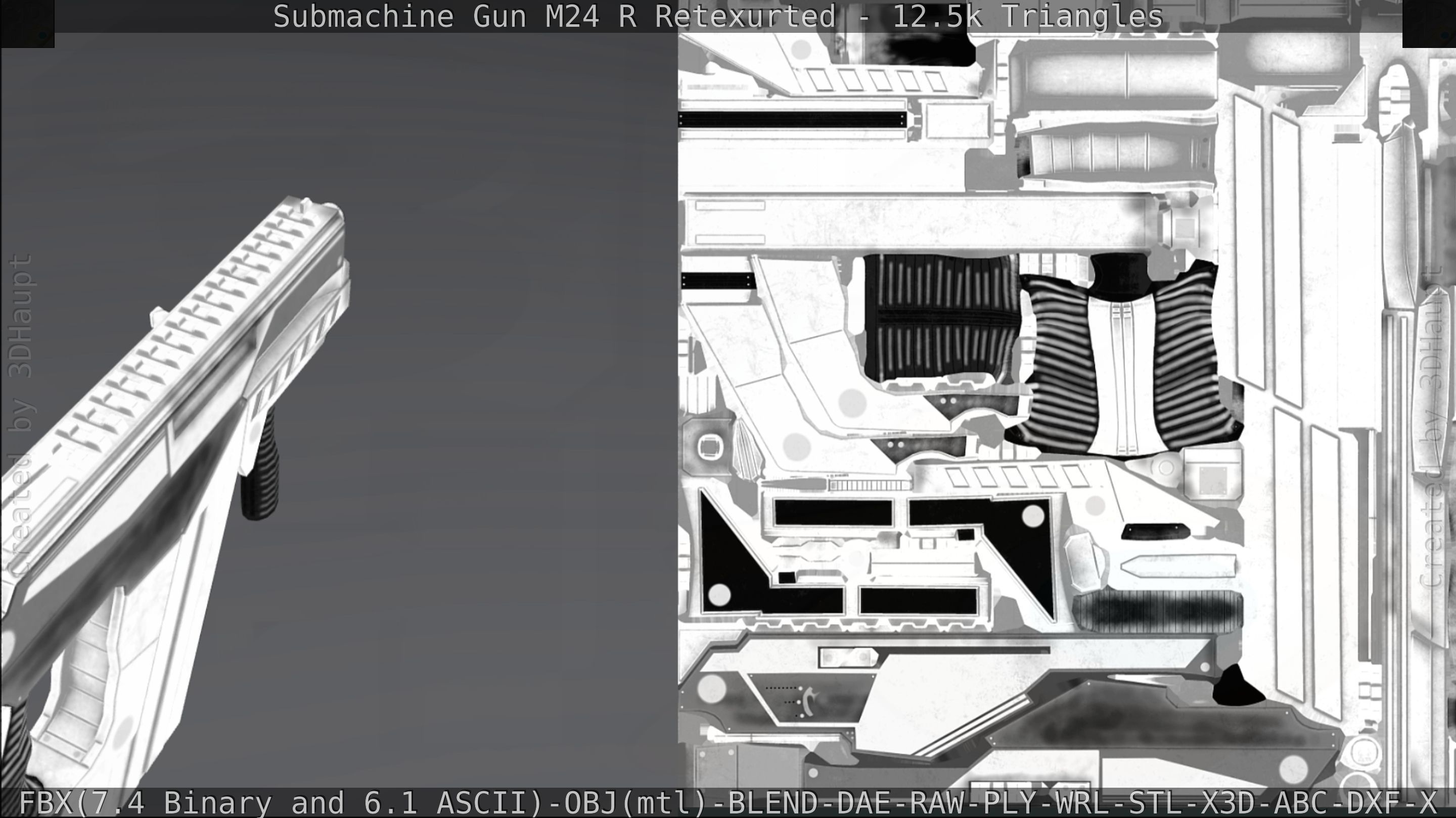 Submachine Gun M24 R Retexurted Low-poly 3D model_264