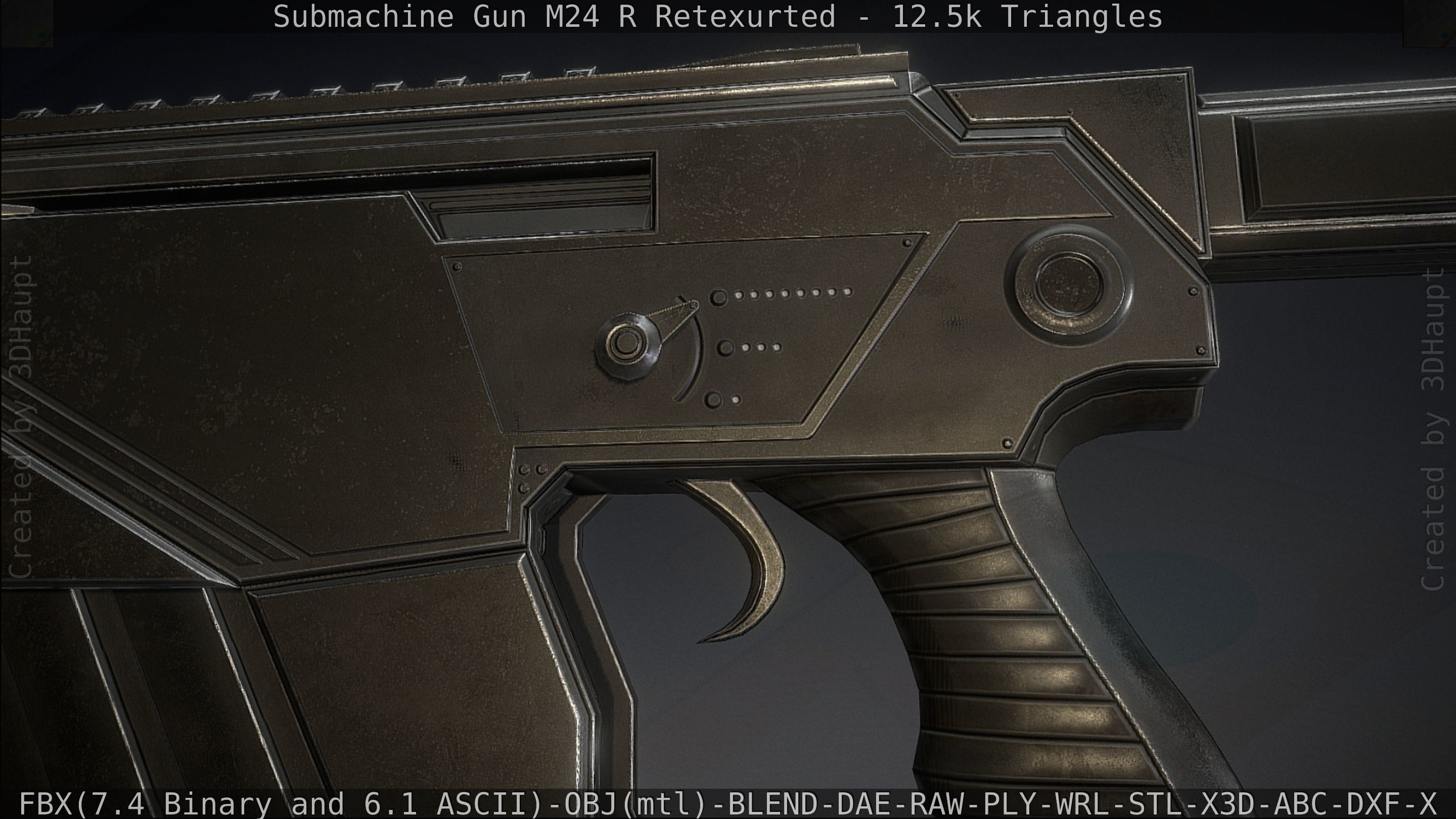 Submachine Gun M24 R Retexurted Low-poly 3D model_89