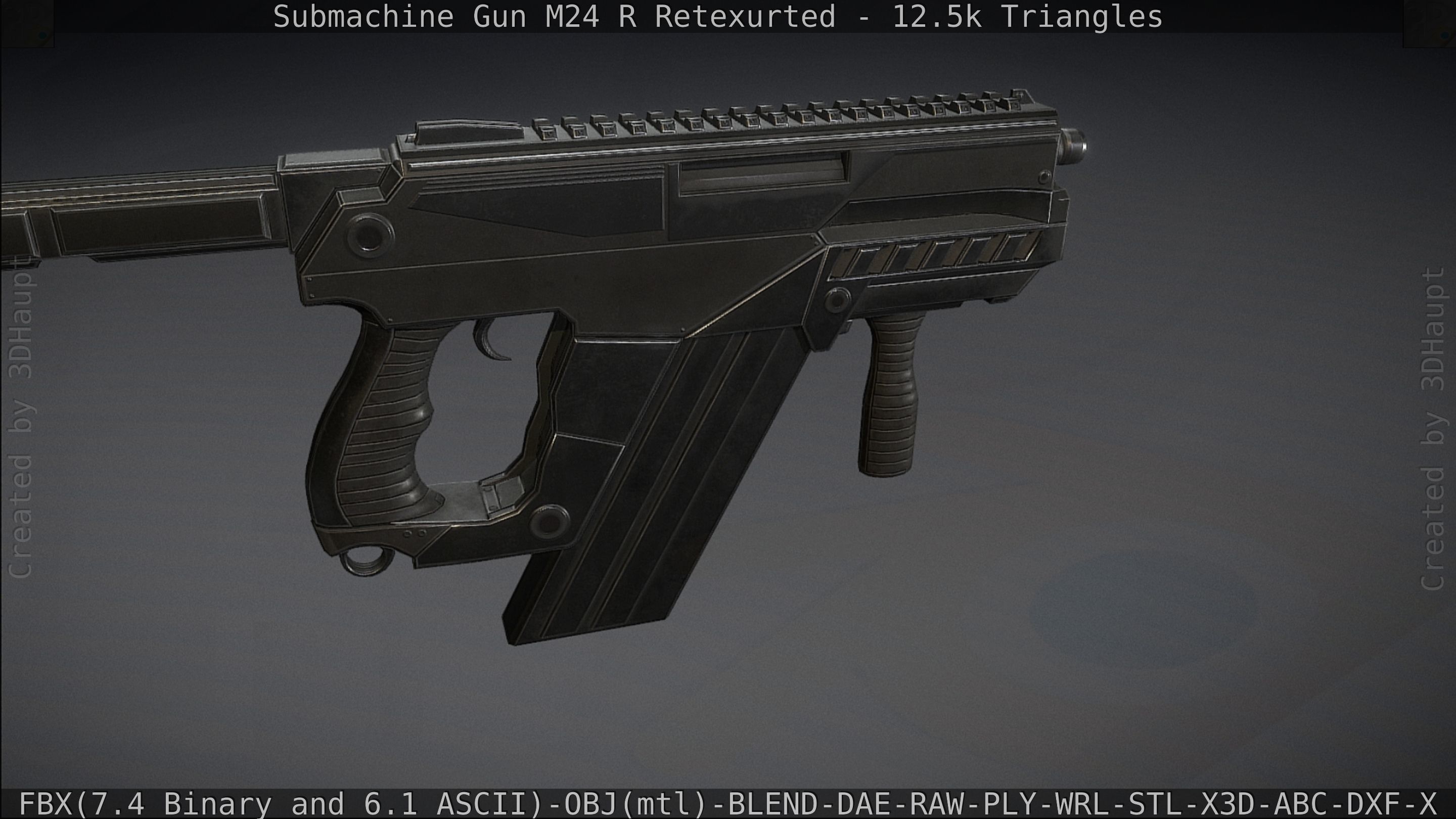 Submachine Gun M24 R Retexurted Low-poly 3D model_435