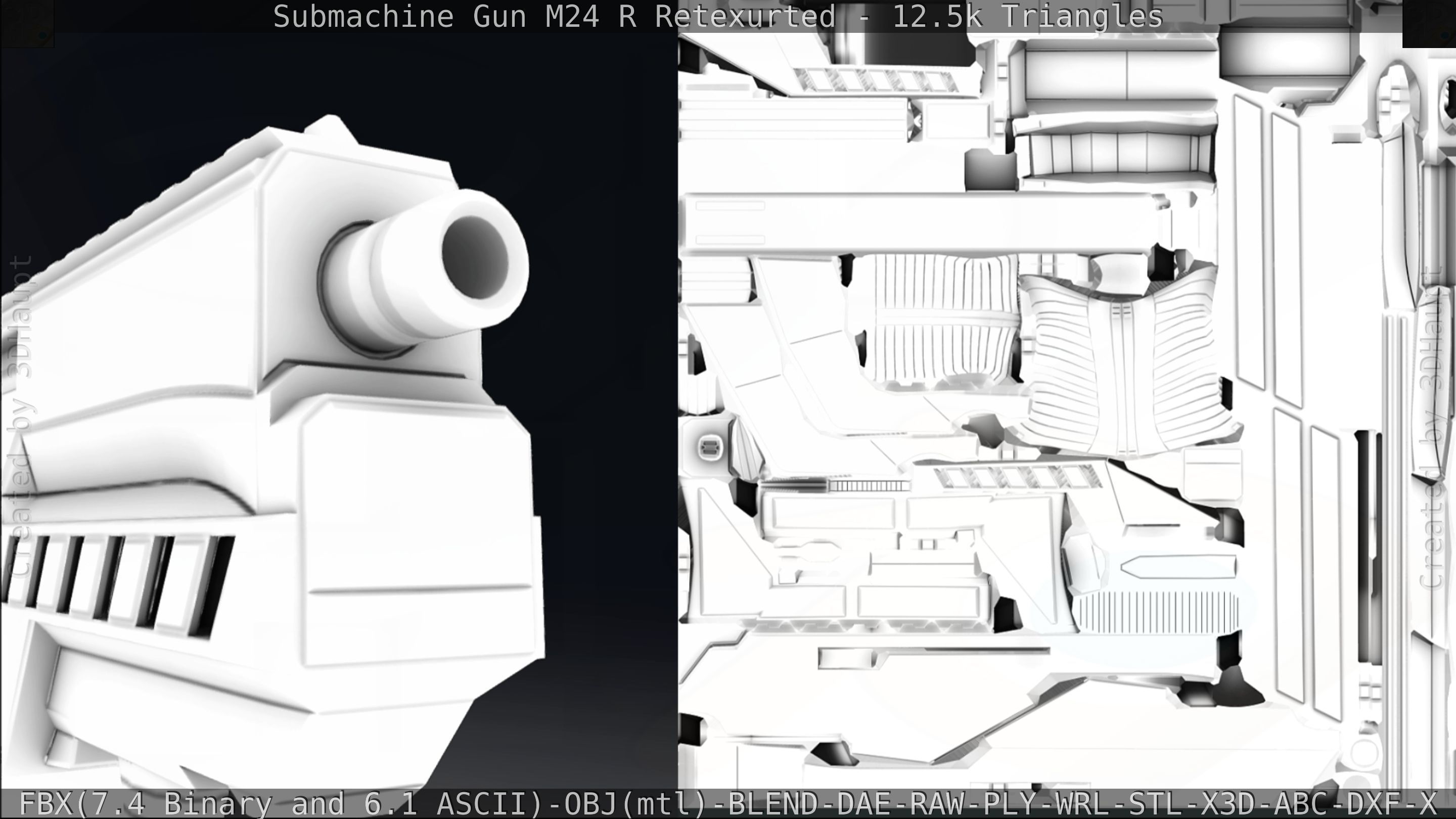 Submachine Gun M24 R Retexurted Low-poly 3D model_327
