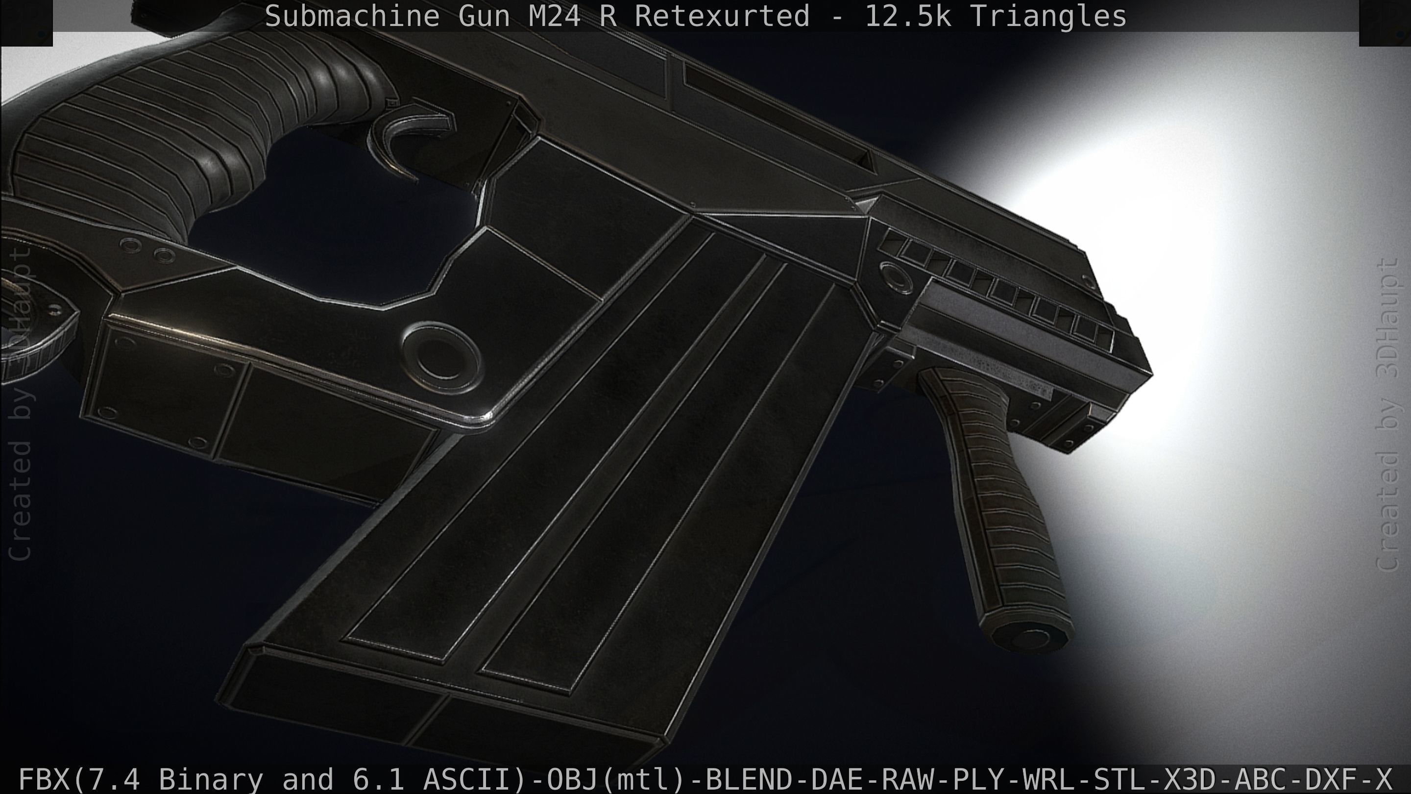 Submachine Gun M24 R Retexurted Low-poly 3D model_156