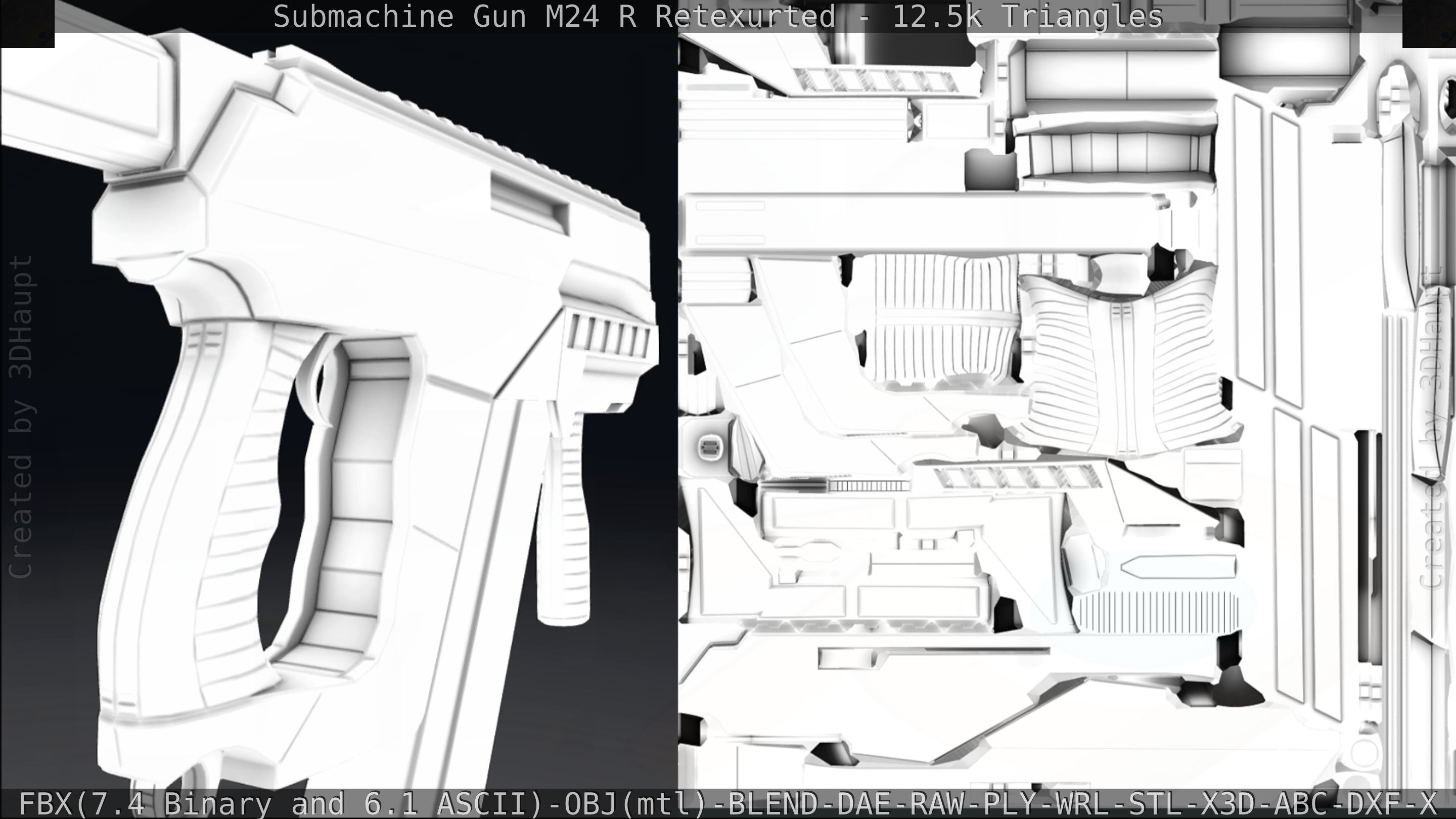 Submachine Gun M24 R Retexurted Low-poly 3D model_336