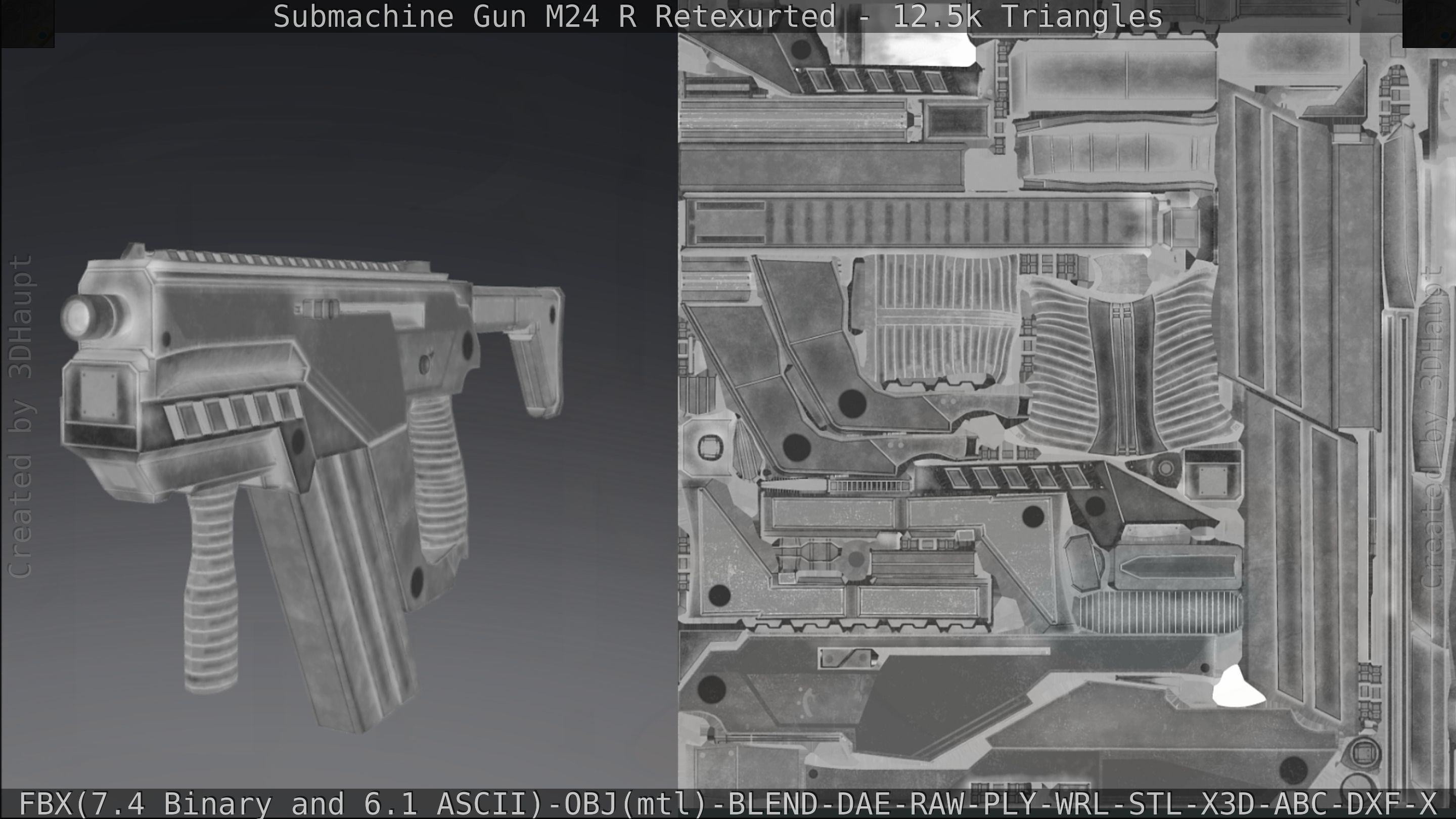 Submachine Gun M24 R Retexurted Low-poly 3D model_284
