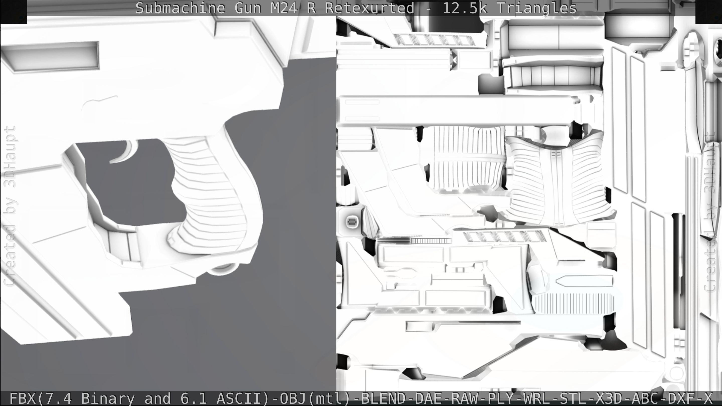 Submachine Gun M24 R Retexurted Low-poly 3D model_346