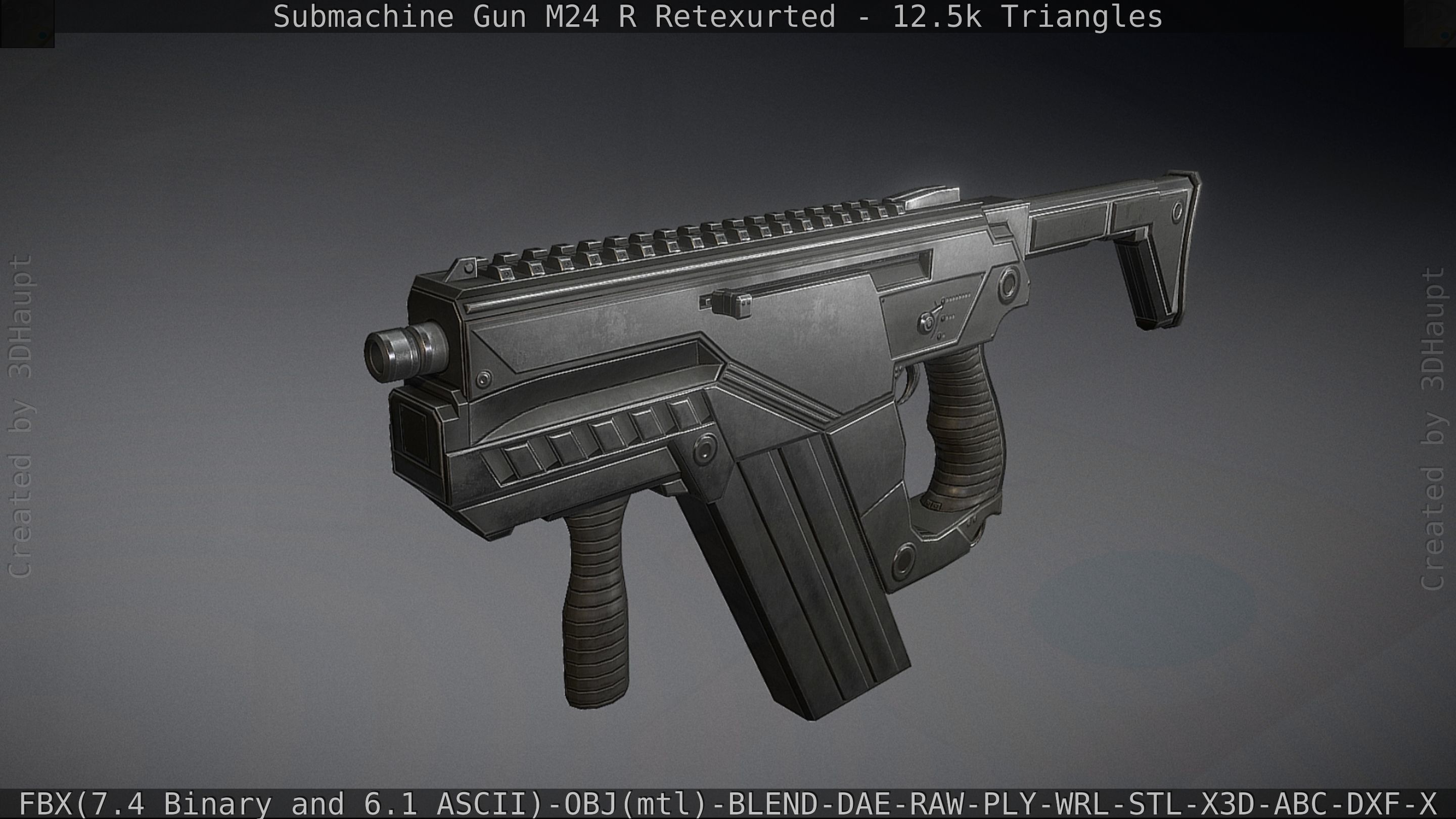 Submachine Gun M24 R Retexurted Low-poly 3D model_38