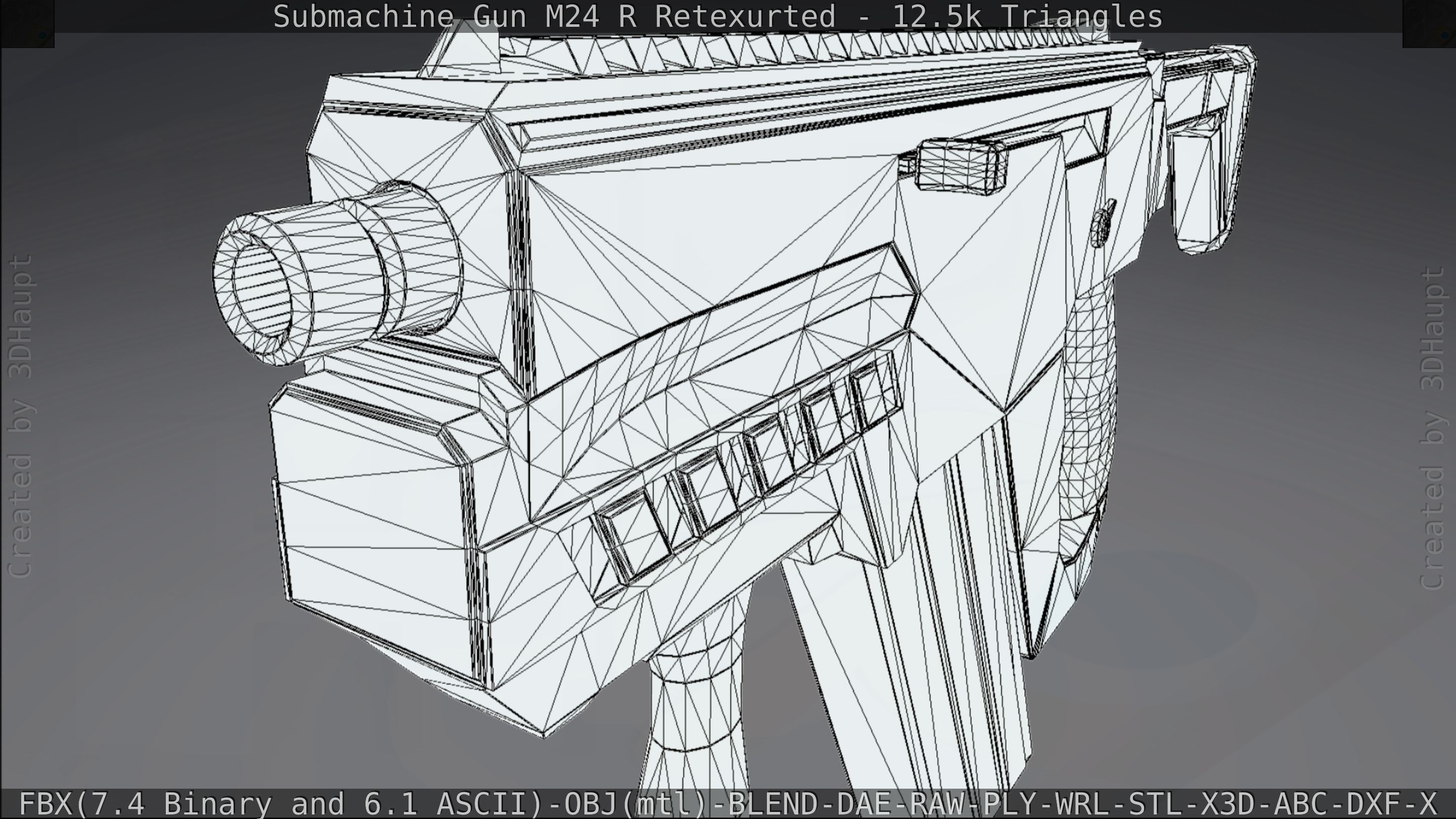 Submachine Gun M24 R Retexurted Low-poly 3D model_197