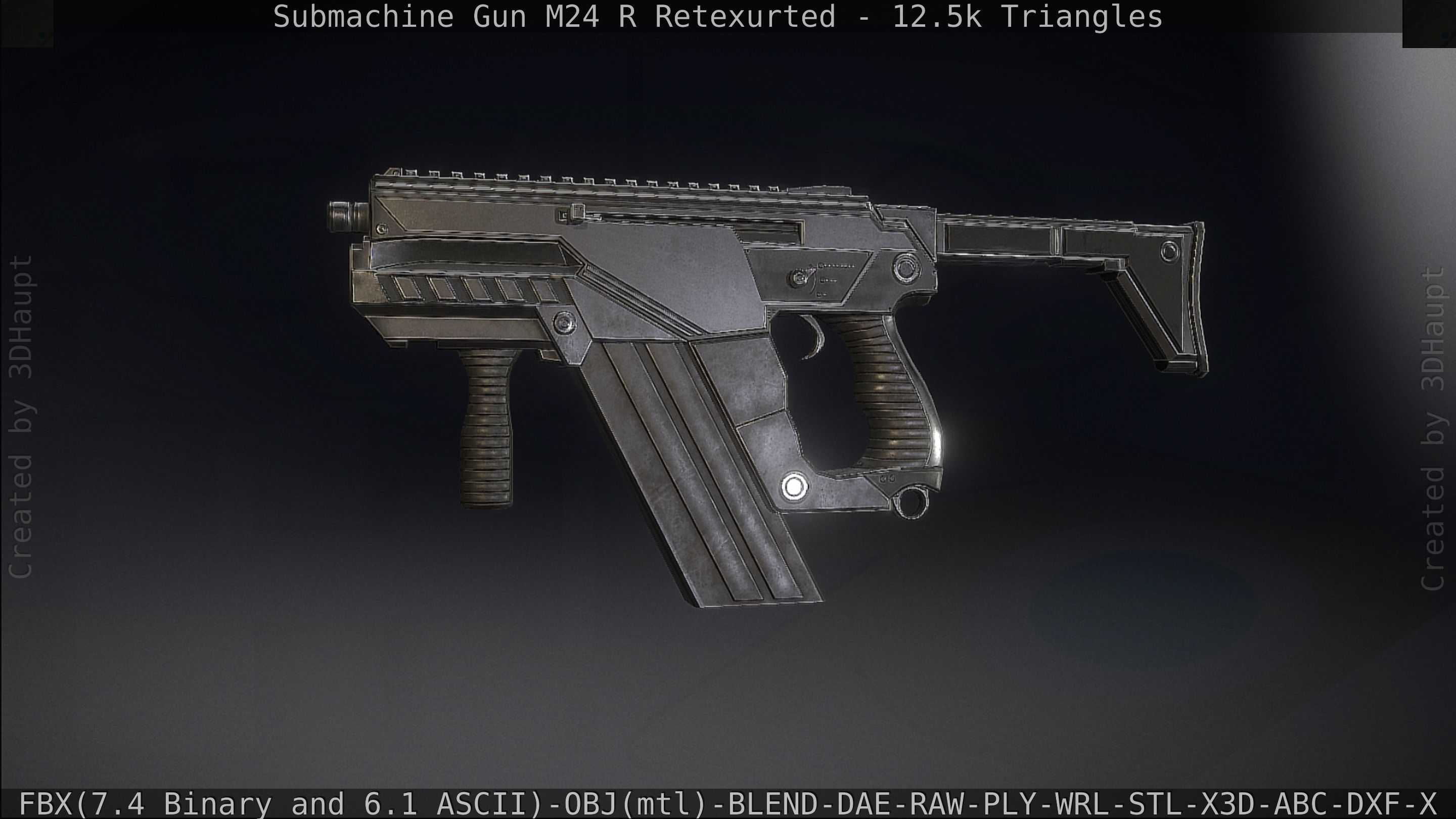 Submachine Gun M24 R Retexurted Low-poly 3D model_172